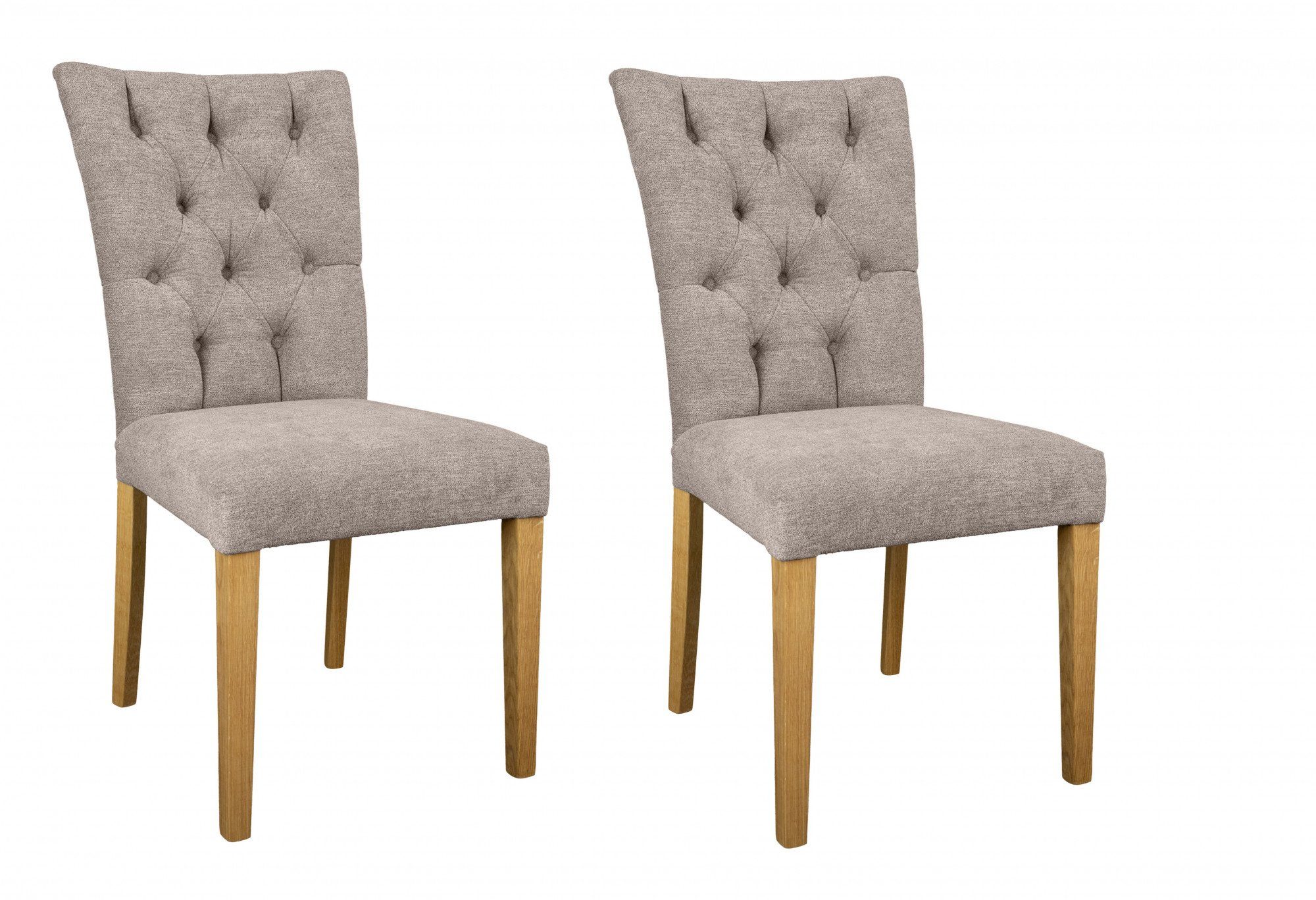 Leonique Stoel met 4 poten Peillon Met massief houten poten en met capitonnering (set, 2 stuks) houten stoelen bruin
