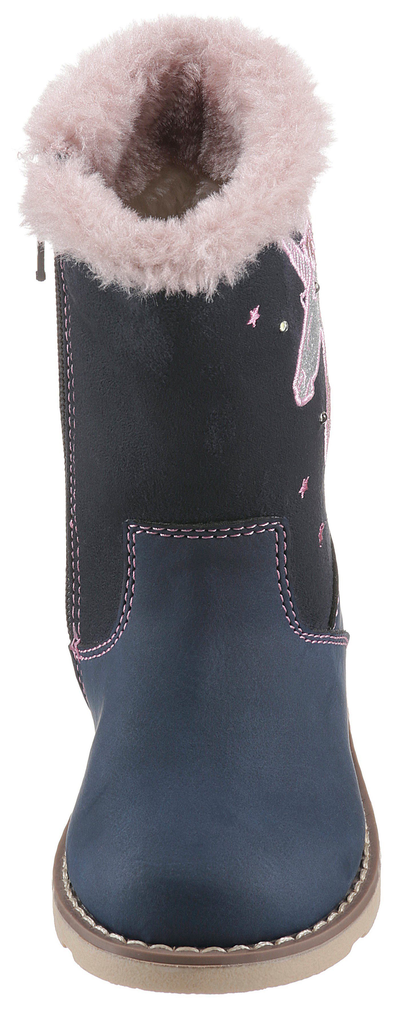 Tom Tailor Winterlaarzen Knipperschoen lange laarzen, kinderlaarzen met knipperend eenhoornmotief