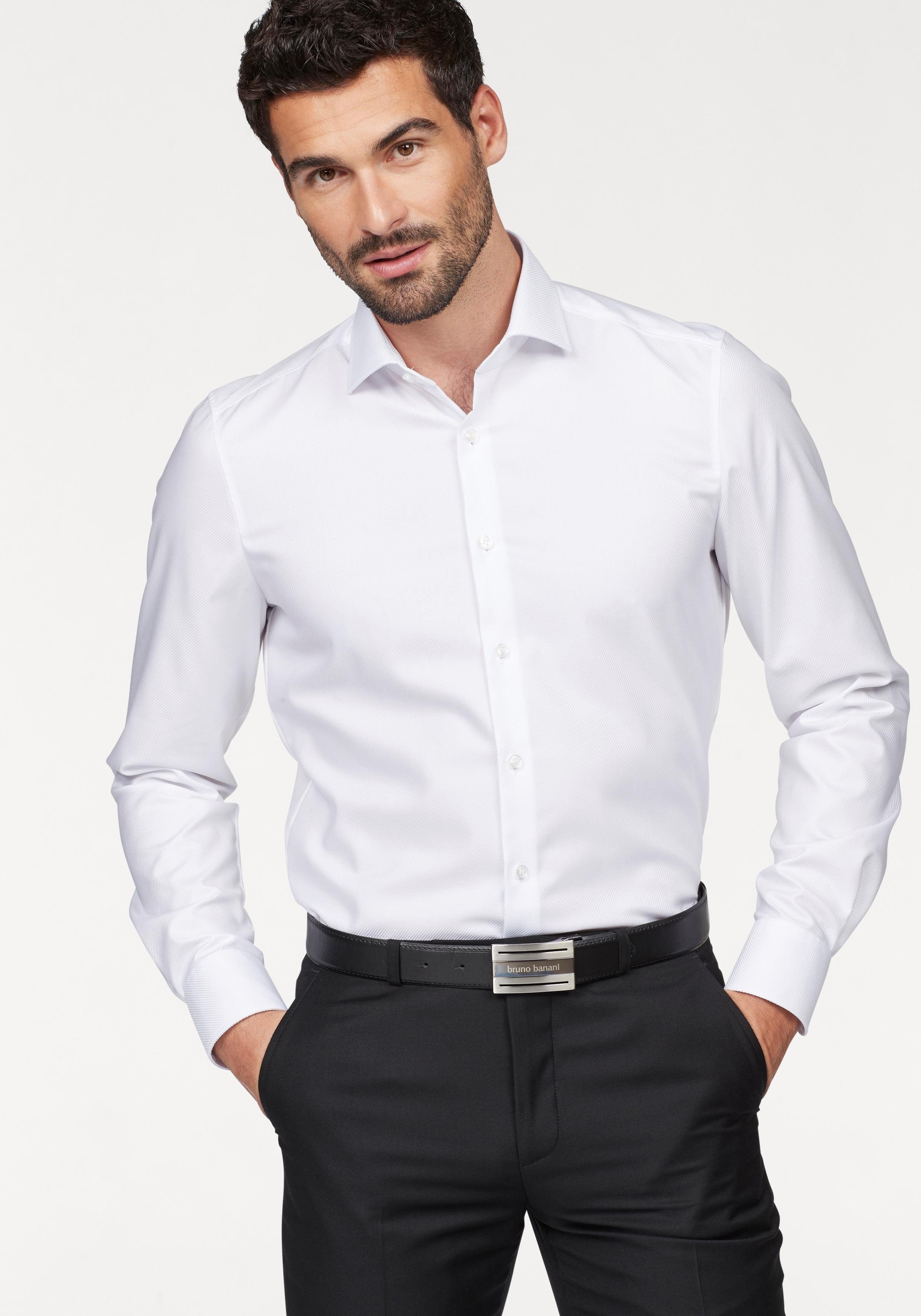 OLYMP Businessoverhemd Level Five body fit geweven patroon, edele glans