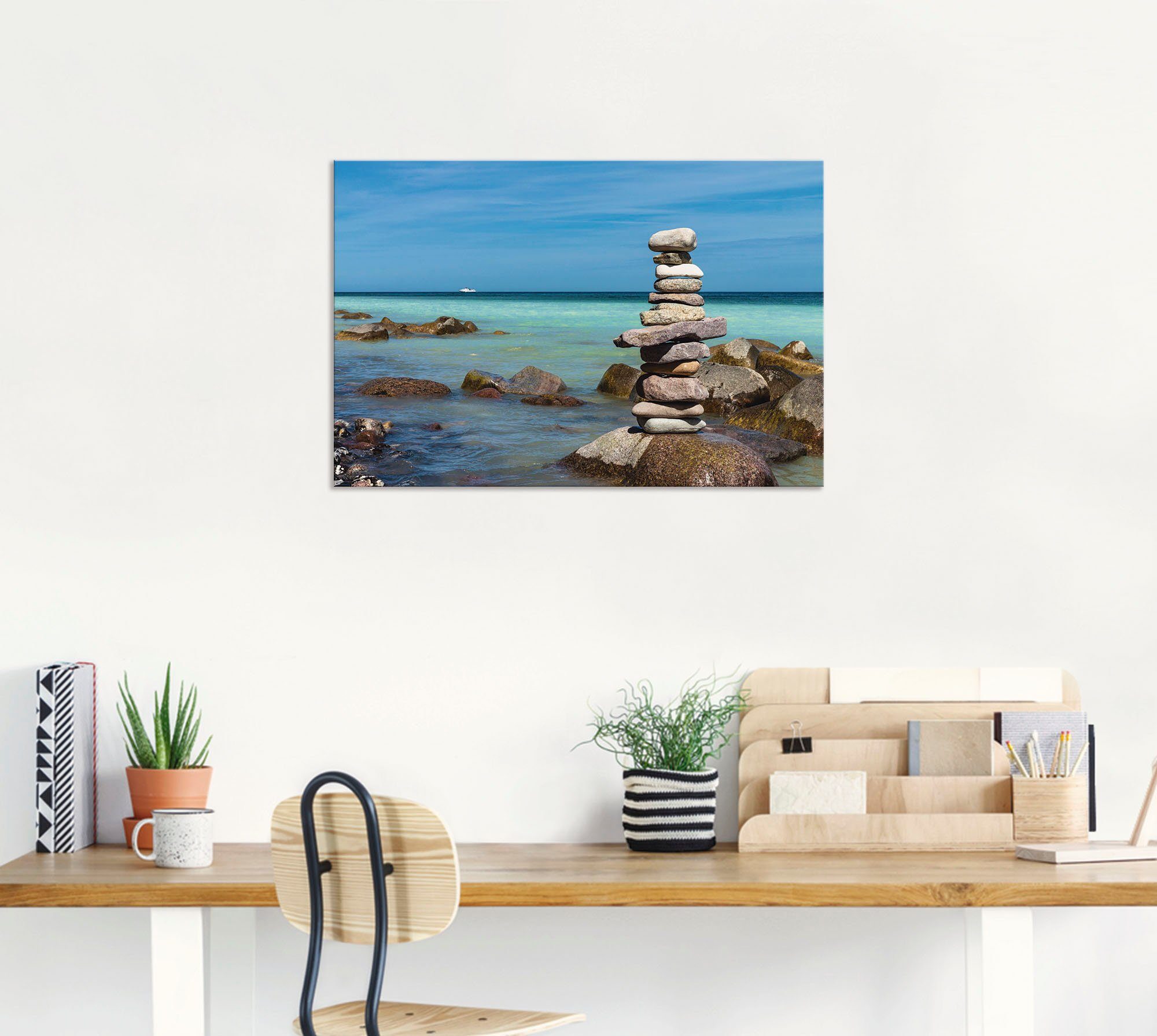 Artland Artprint Stenen aan de kust van de Oostzee als artprint van aluminium, artprint voor buiten, muursticker in diverse maten