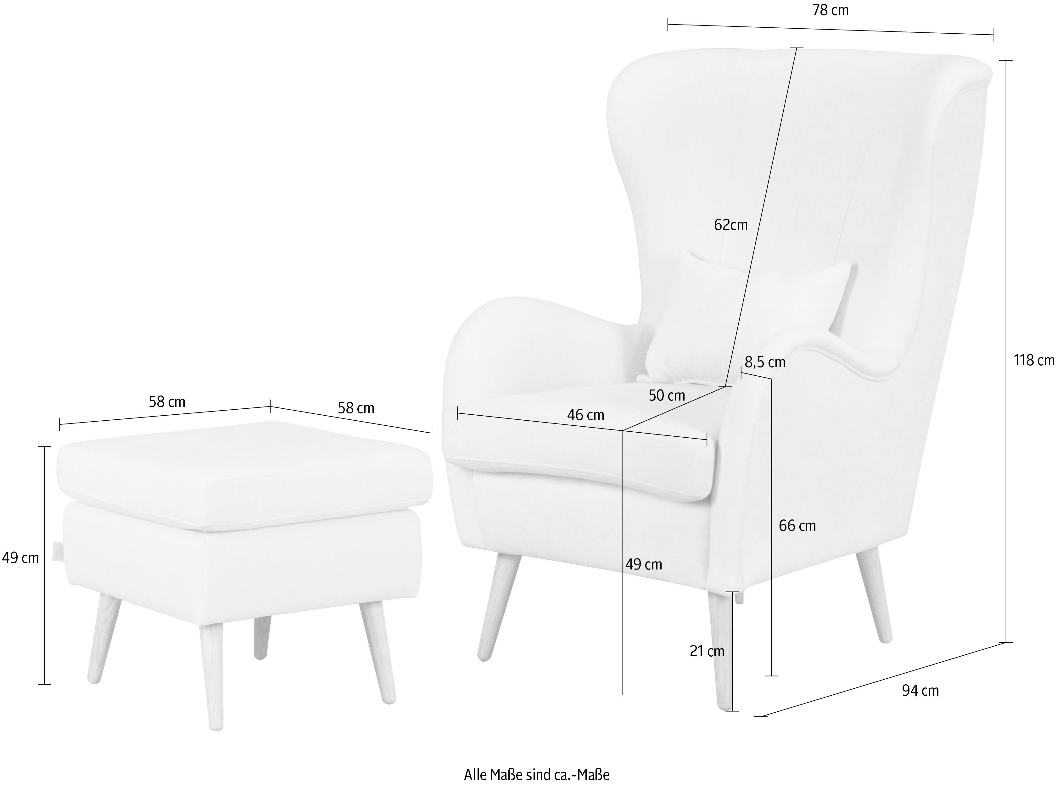 Guido Maria Kretschmer Home&Living Fauteuil Salla ook in imitatiebont en fijn corduroy, veel bekledingsopties, oorfauteuil (set)