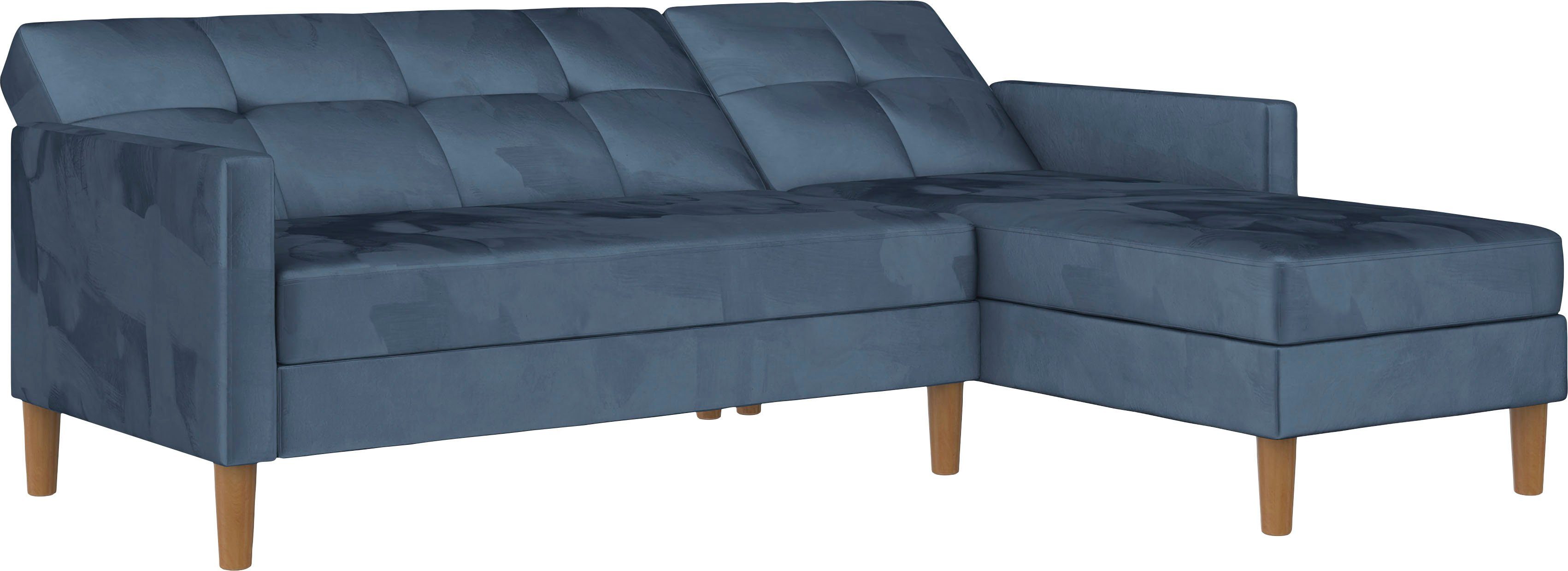 Dorel Home Hoekbank Lilly, L-vorm met bedfunctie, récamier aan beide kanten te monteren, zithoogte 43 cm