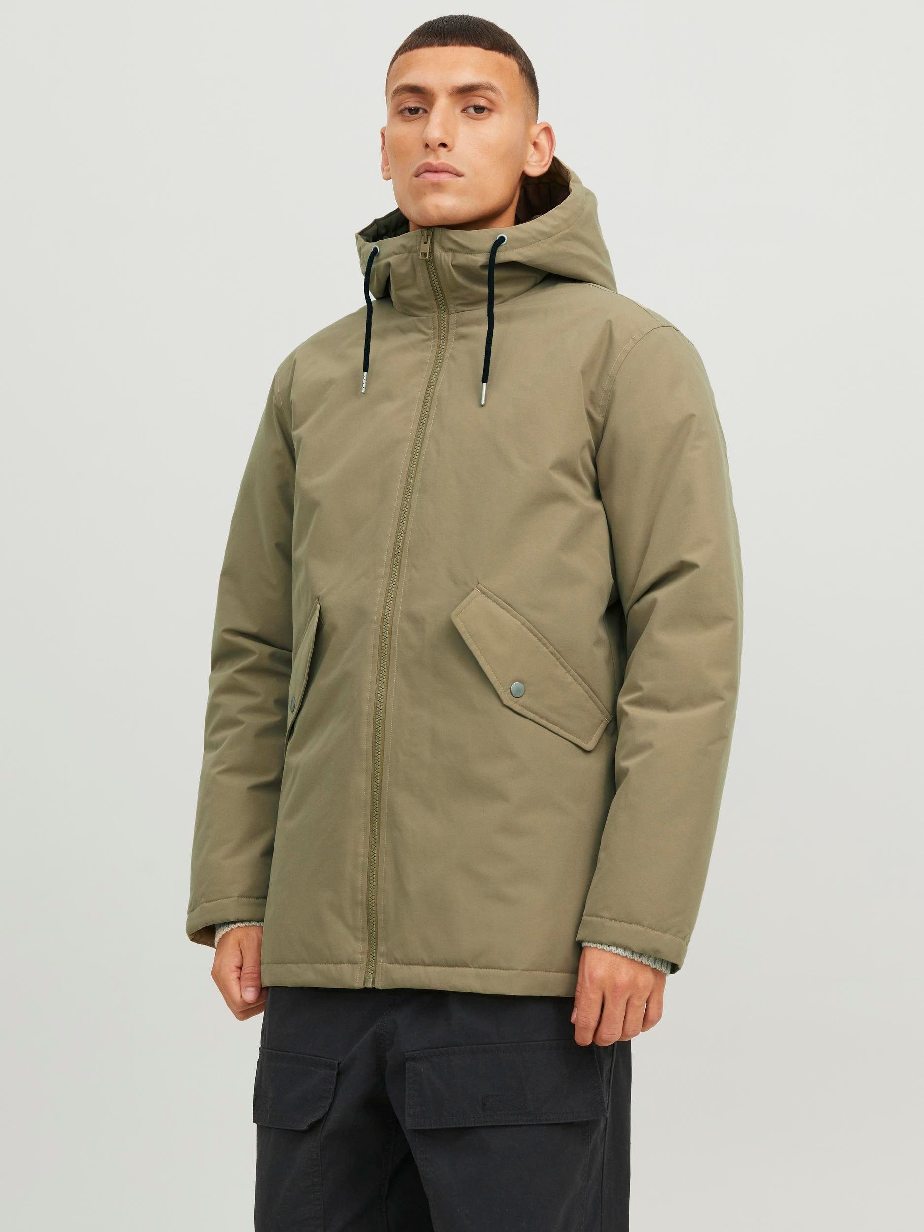 Jack & jones Waterafstotende Parka Loop Jas Twee Zakken Beige Heren