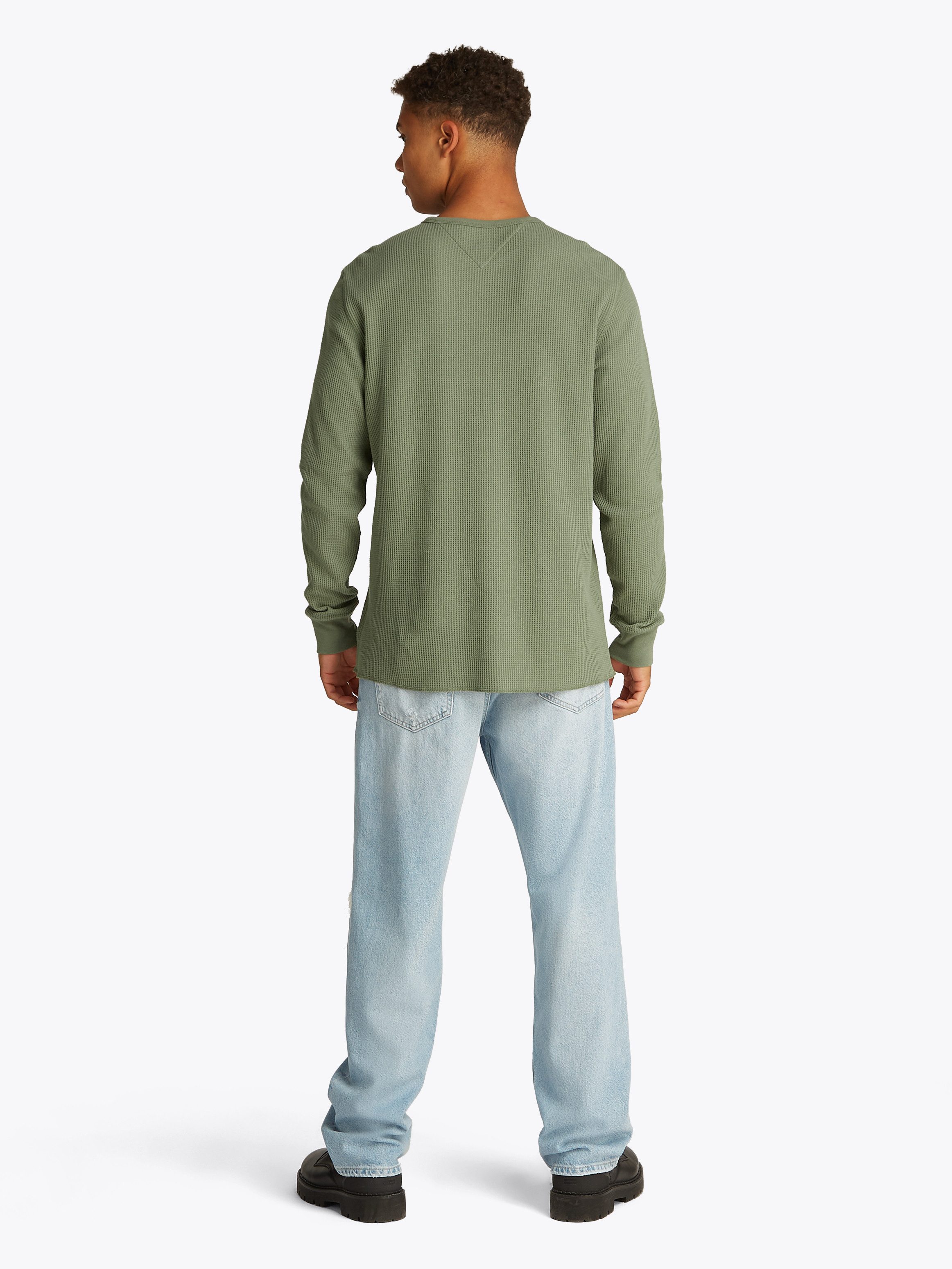 TOMMY JEANS Shirt met lange mouwen TJM SLIM WAFFLE L/S TEE EXT