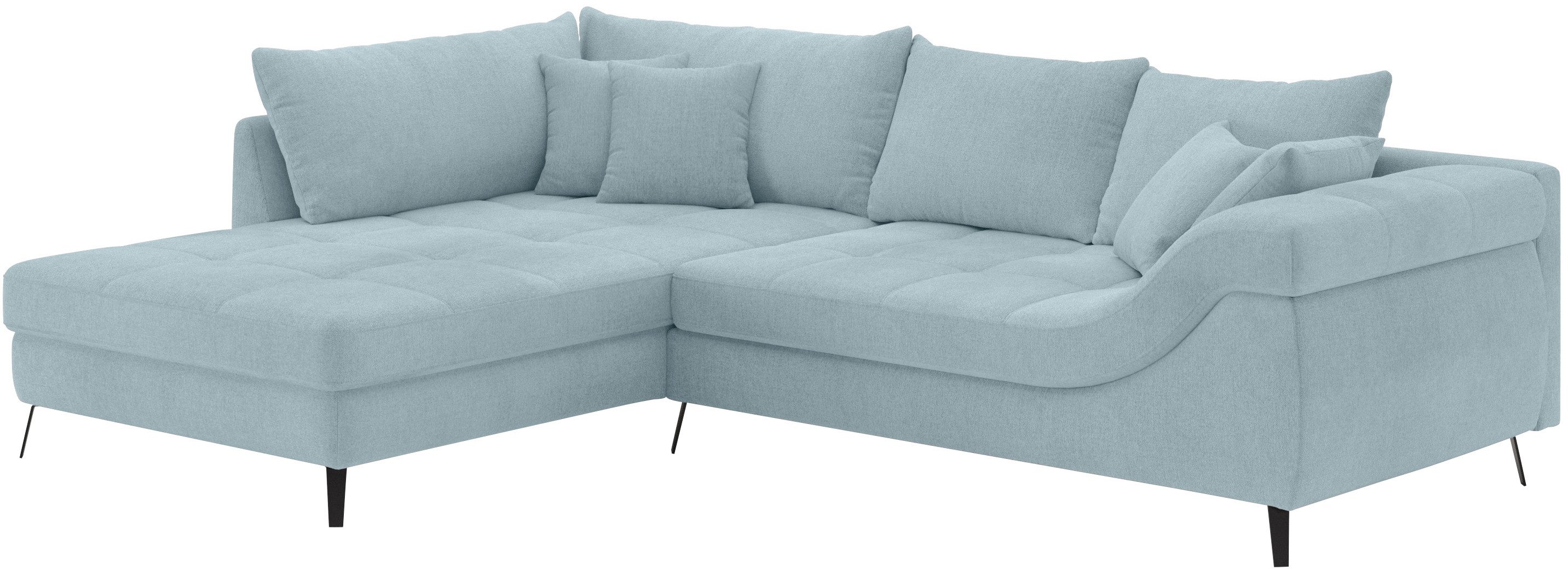 Mr. Couch Hoekbank Portofino, L-vorm Met koudschuimvering tot 140 kg belastbaar blauw, hoekbanken, Recamiere links