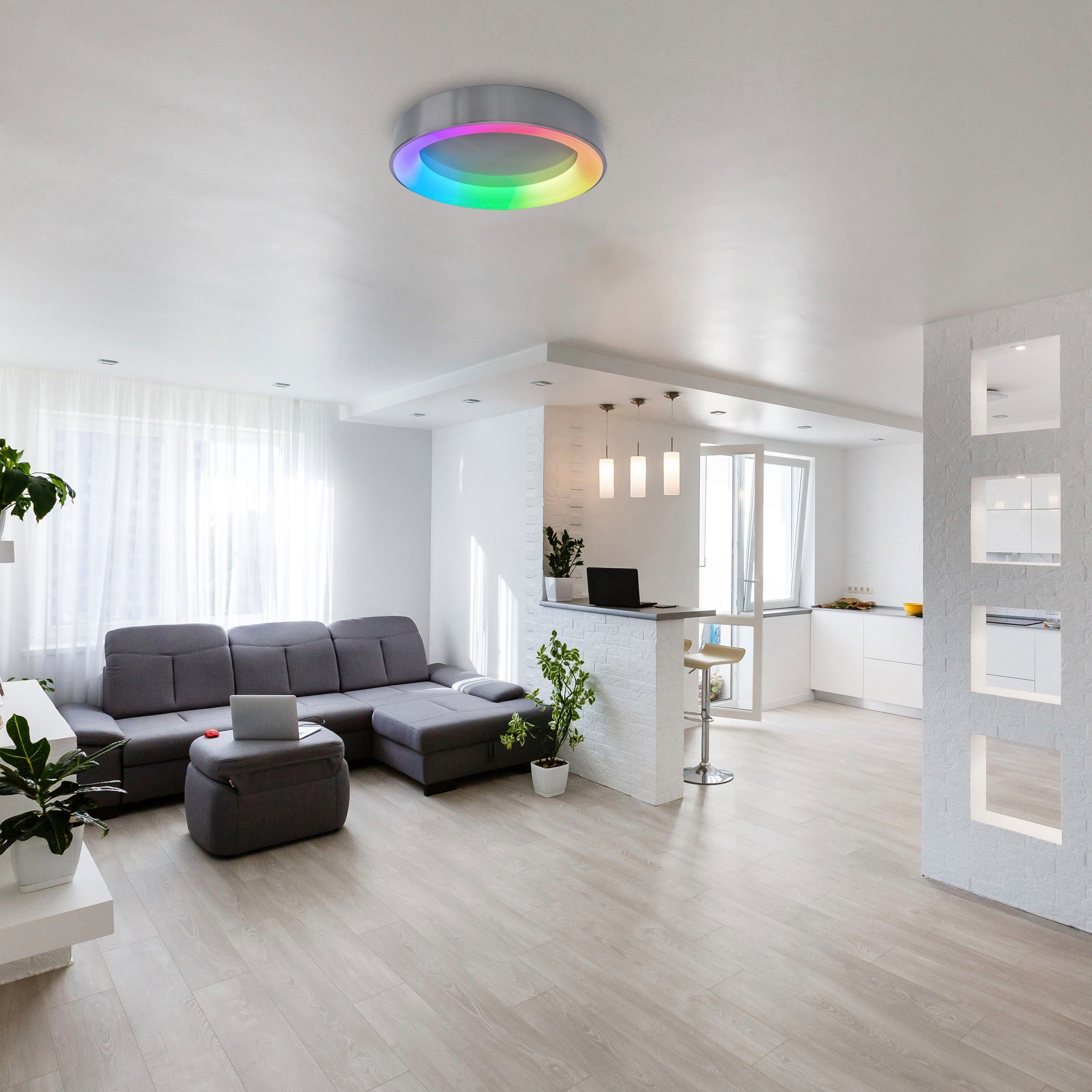 näve Led-plafondlamp Multo Nachtlicht-, geheugenfunctie, CCT, regenboogkleuren, afstandsbediening, dimbaar (1 stuk)