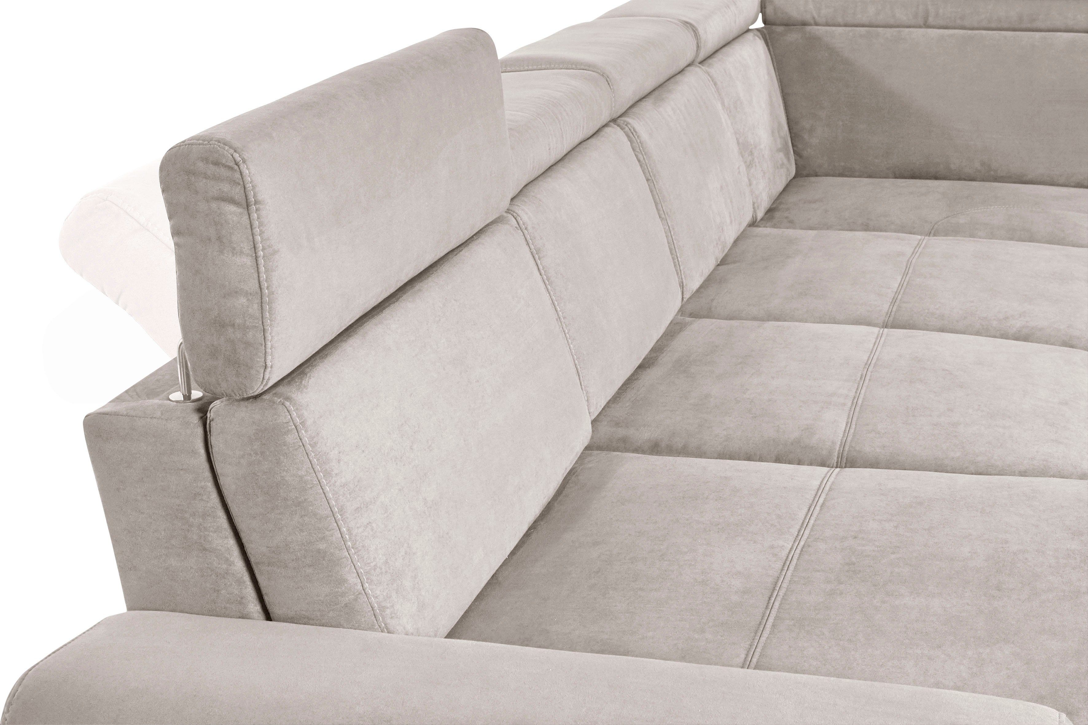 sit&more Zithoek Gizeh U-vorm 12 cm poothoogte, inclusief zitdiepteverstelling en verstelbare hoofdsteun