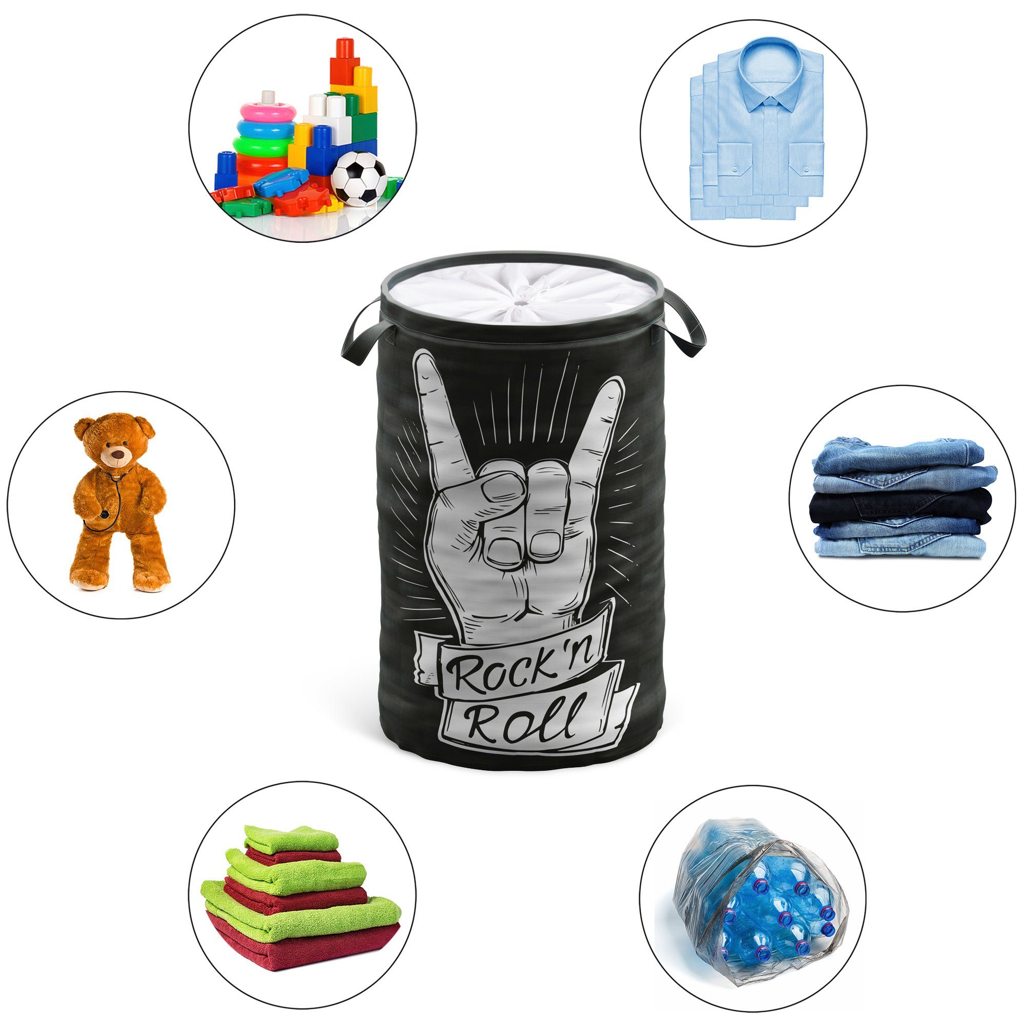 Sanilo Wasmand Rock ’n’ Roll 60 liter, opvouwbaar, met bescherming tegen inkijk