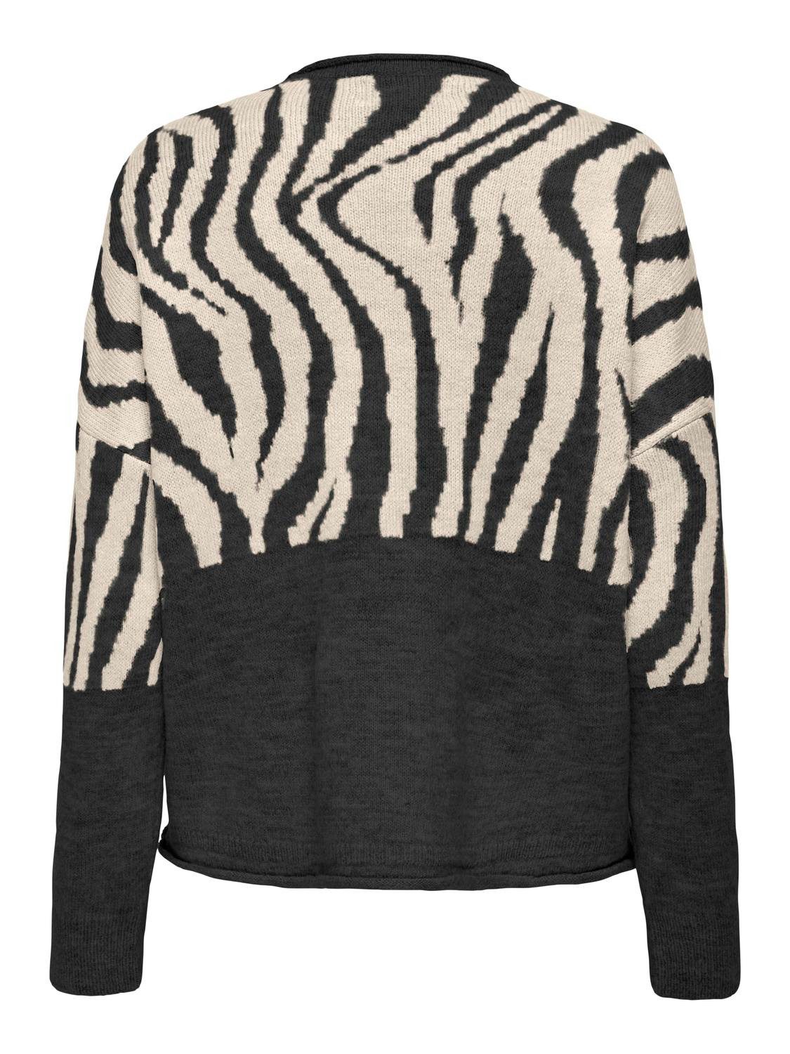 Only Trui met ronde hals ONLJADE ZEBRA LS O-NECK CC KNT