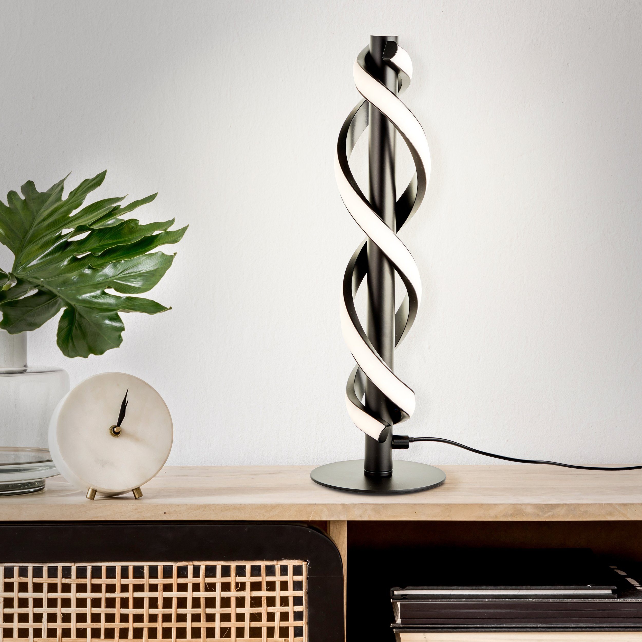 Brilliant Leuchten Led-tafellamp Amalie 1100 lm, hoogte 39 cm, ø 12 cm, metaal/kunststof, zwart