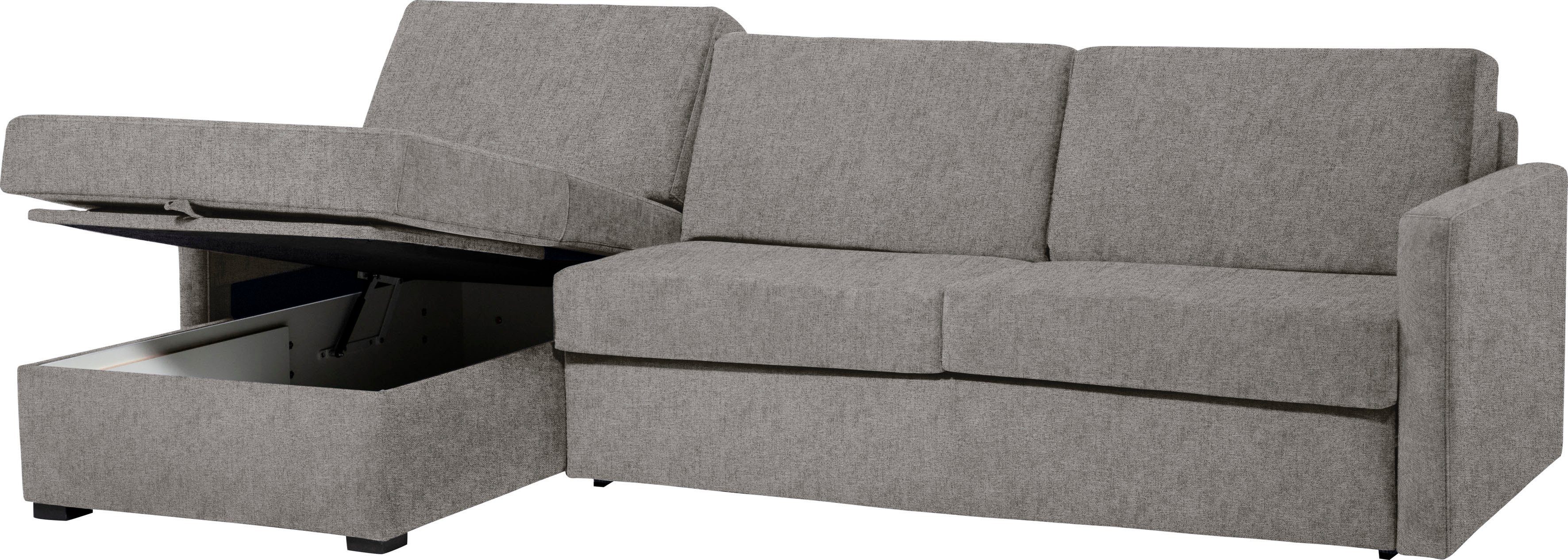 Places of Style Slaapbank GOLDPOINT hoekbank 264 cm, ligoppervlak (140/200 cm), L-vorm, Slaapfunctie, Bonell-binnenveringsmatras en volwaardige bedfunctie