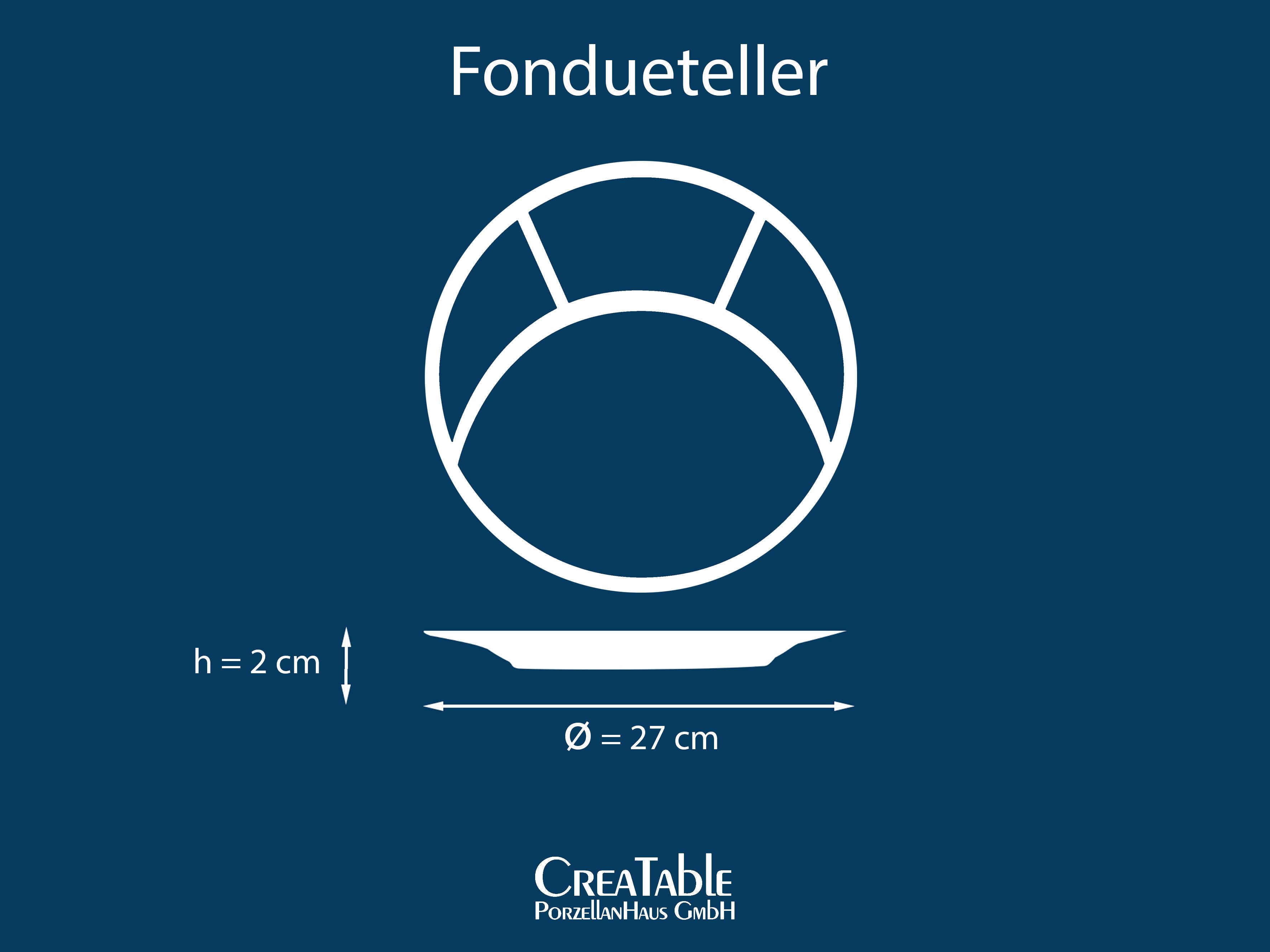 CreaTable Fonduebord Dinerbord universeel Bordenset, 4 personen, porselein, vaatwasserbestendig, made in Europe (set, 4 stuks)