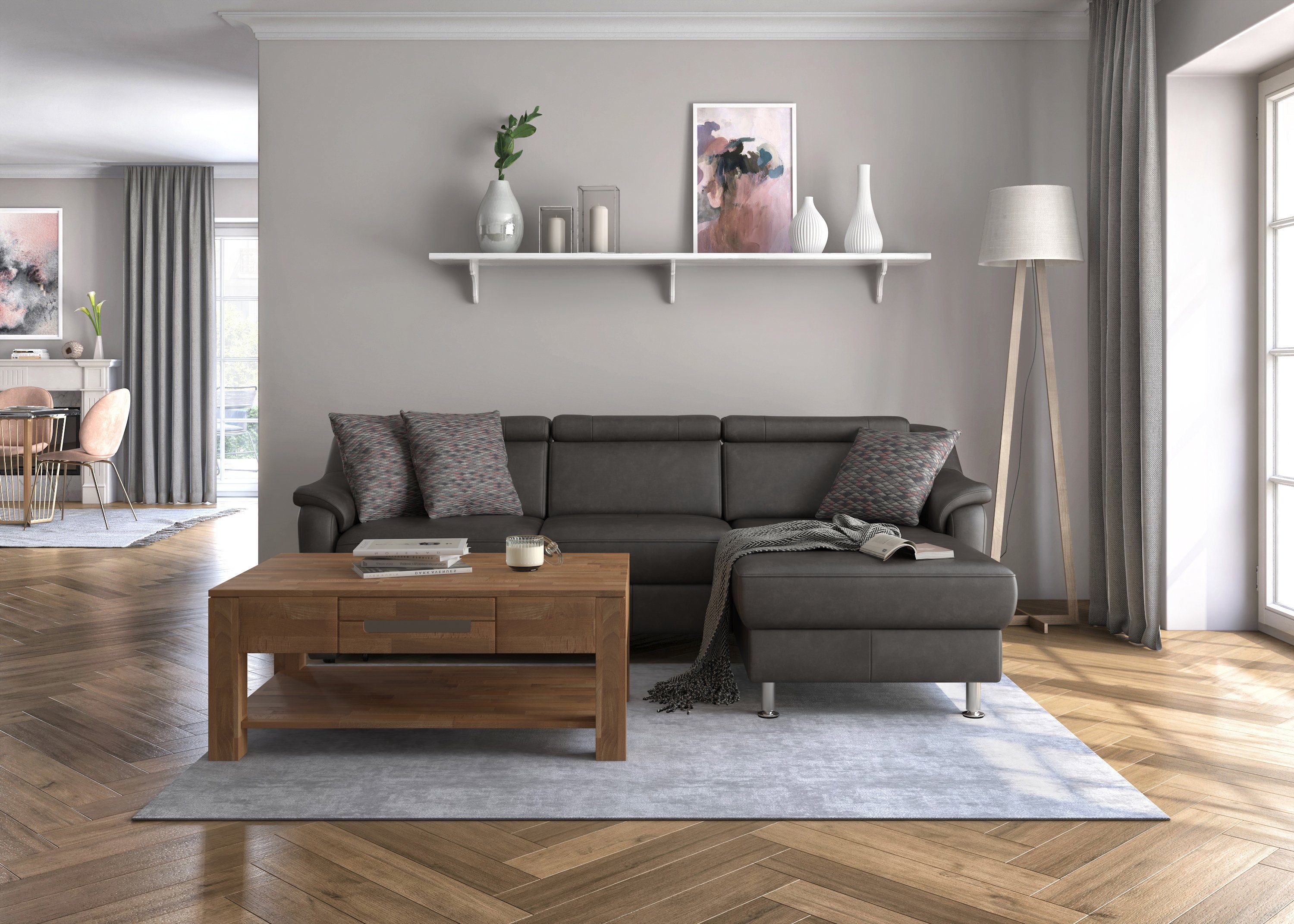 sit&more Hoekbank Freetown L-vorm met verstelbare hoofdsteun en comfortabele binnenvering