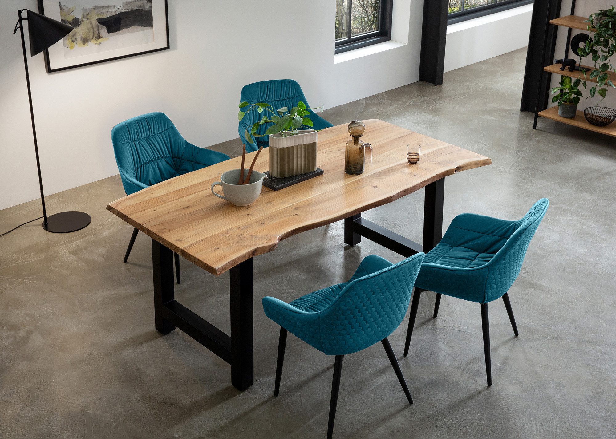 SalesFever Eethoek Massief hout geolied en tweevoudig gewaxt (set, 5-delig) eethoeken blauw