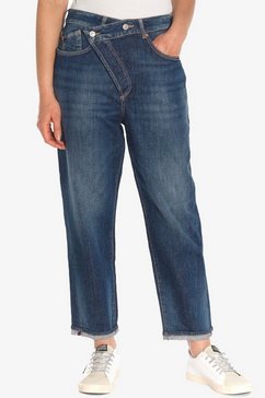 le temps des cerises loose fit jeans cosy met asymmetrische knoopsluiting blauw