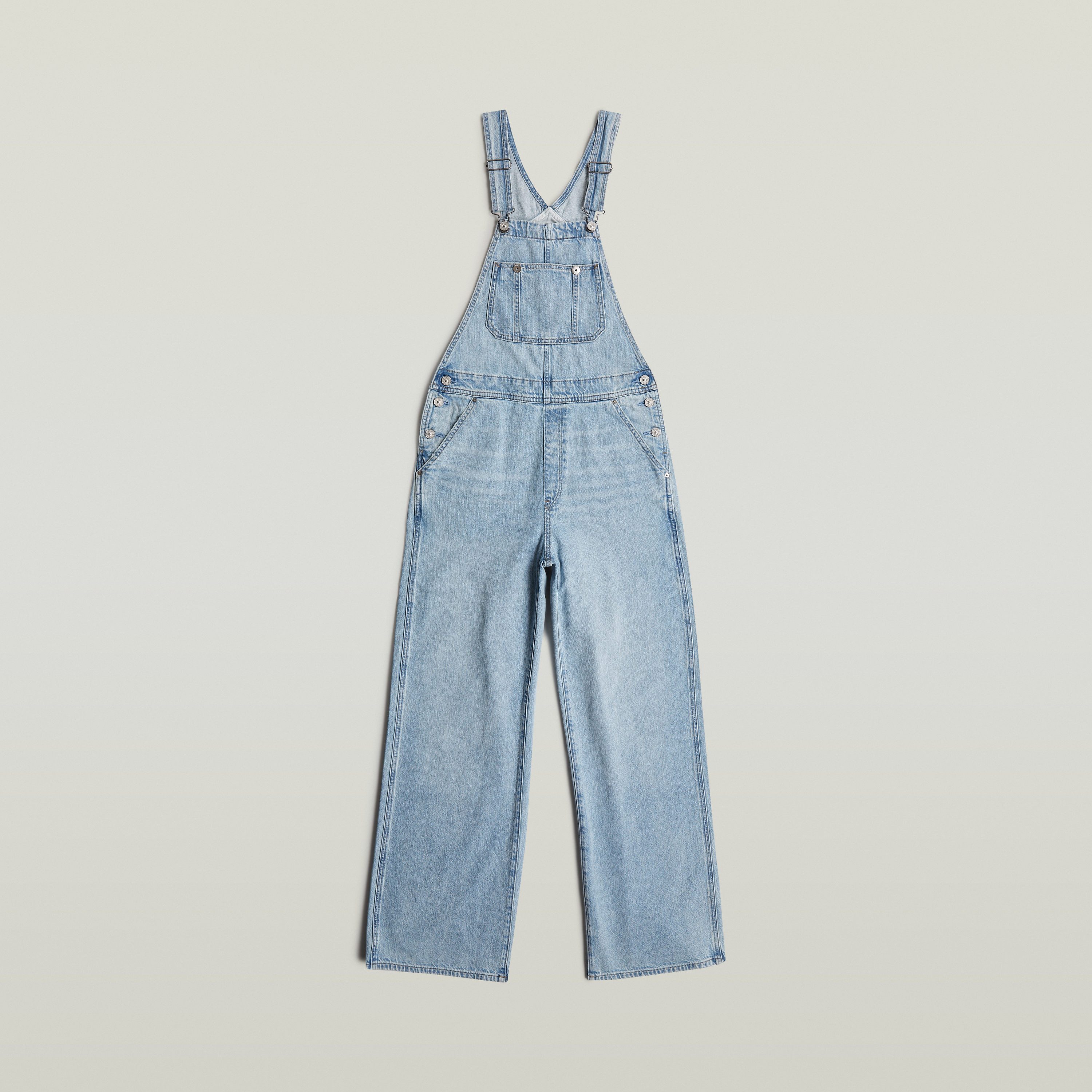 G-Star RAW Tuinbroek Straight Leg Dungaree met knopen aan de zijkanten