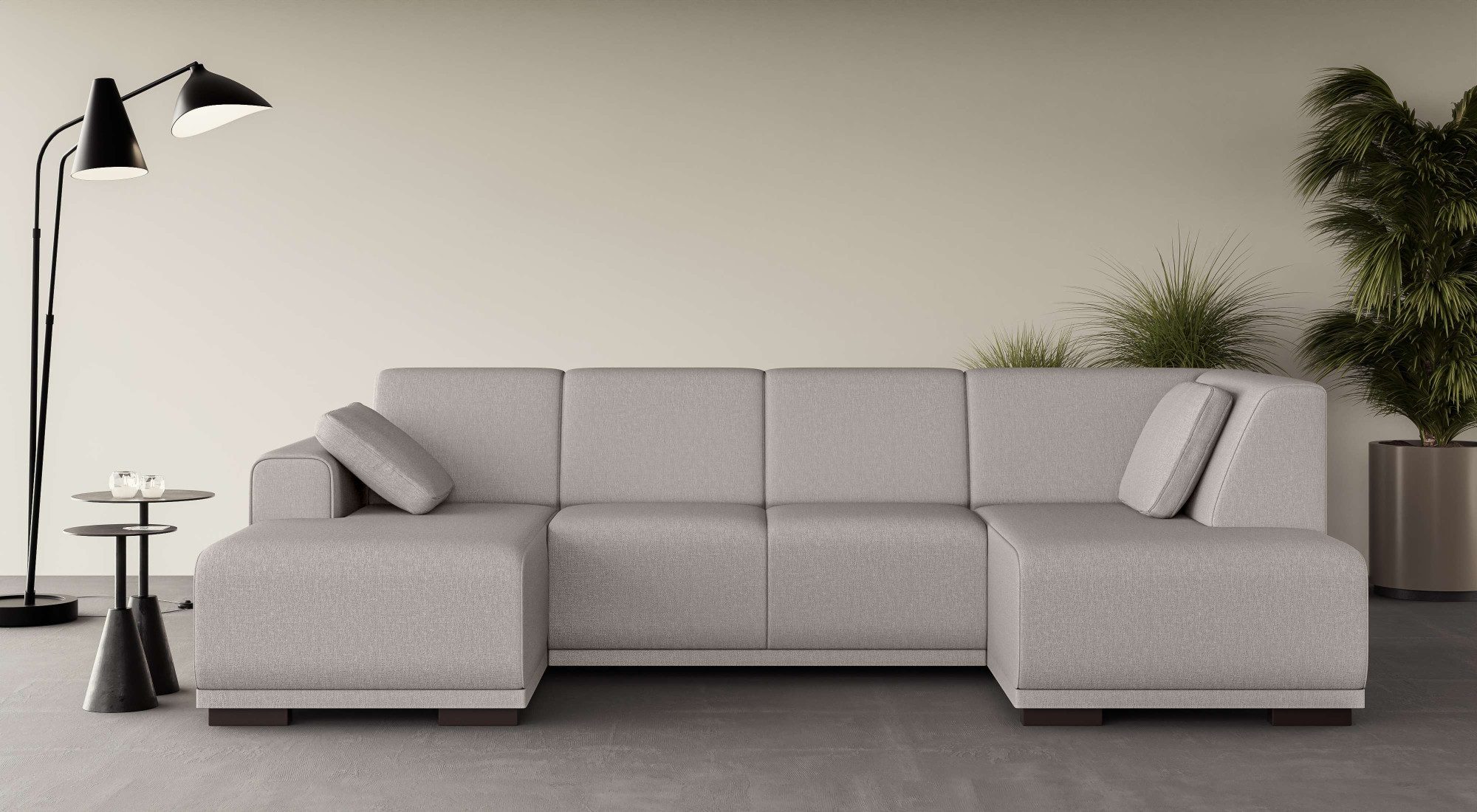 Home affaire Zithoek BORNHOLM U-vorm met chaise longue rechts/links, B/D/H: 300/162/85 cm U-vorm met golvende ondervering, chaise longue rechts of links bestelbaar