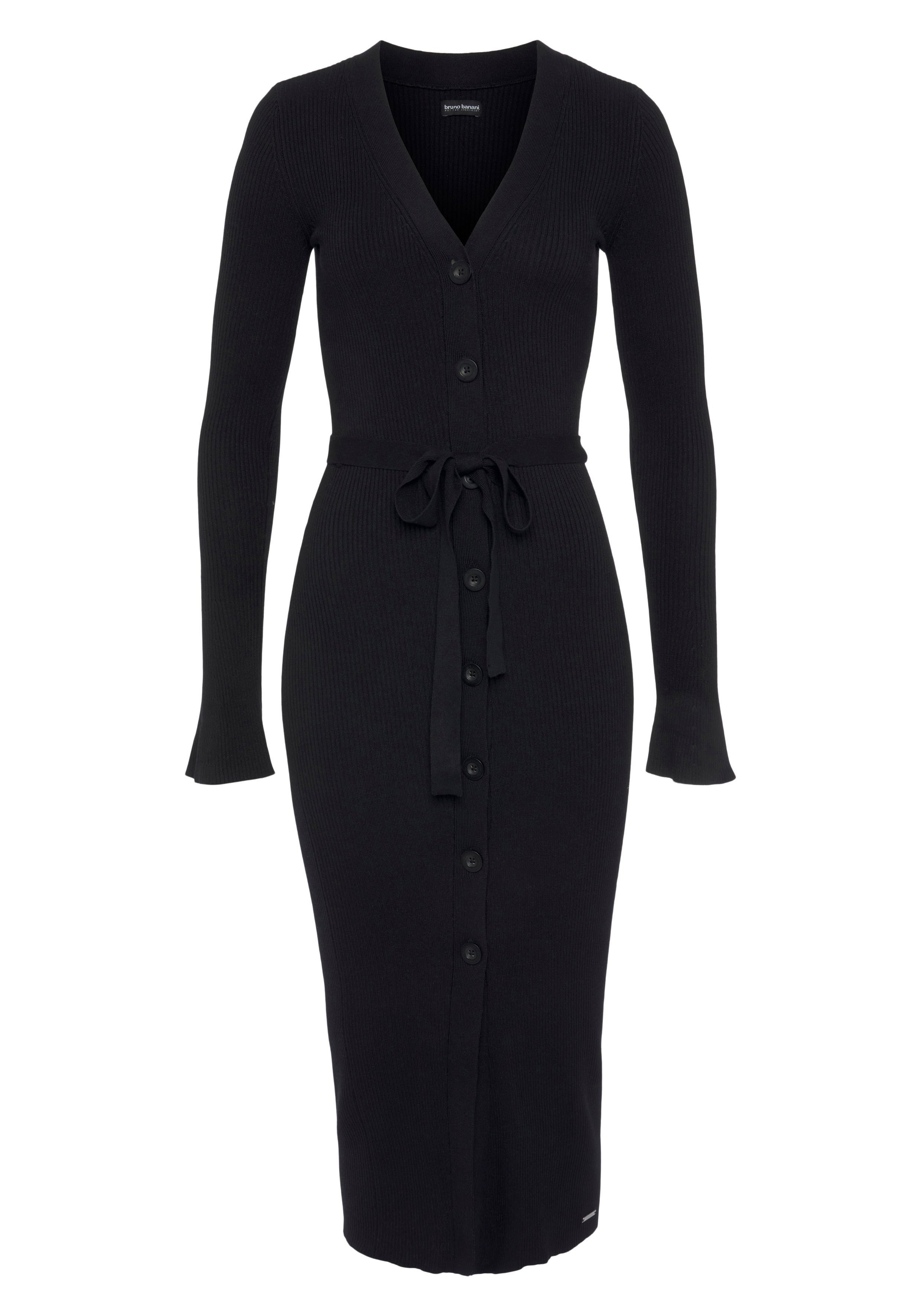 Bruno Banani Gebreide jurk kuitlang, elegant en feminin, van viscosemix