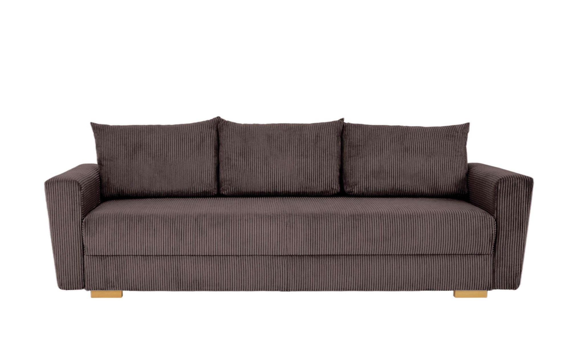 INOSIGN 3-zitsbank MAGHERA slaapbank met bedlade, van hoogwaardige afwerking met golfvering, corduroy en structuur bekleding, b/h/d 230/92,5/79 cm