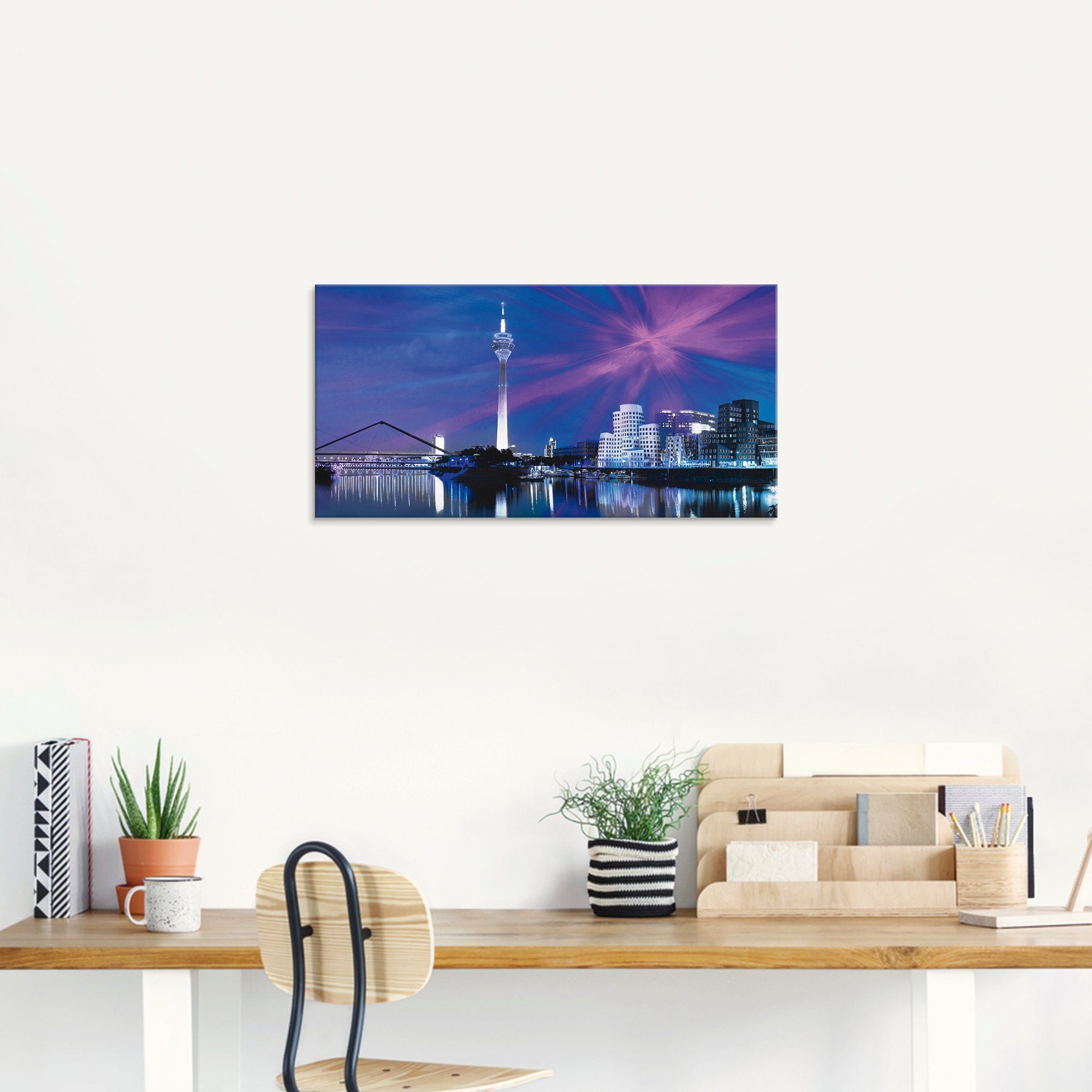 Artland Print op glas Düsseldorf skyline abstracte collage