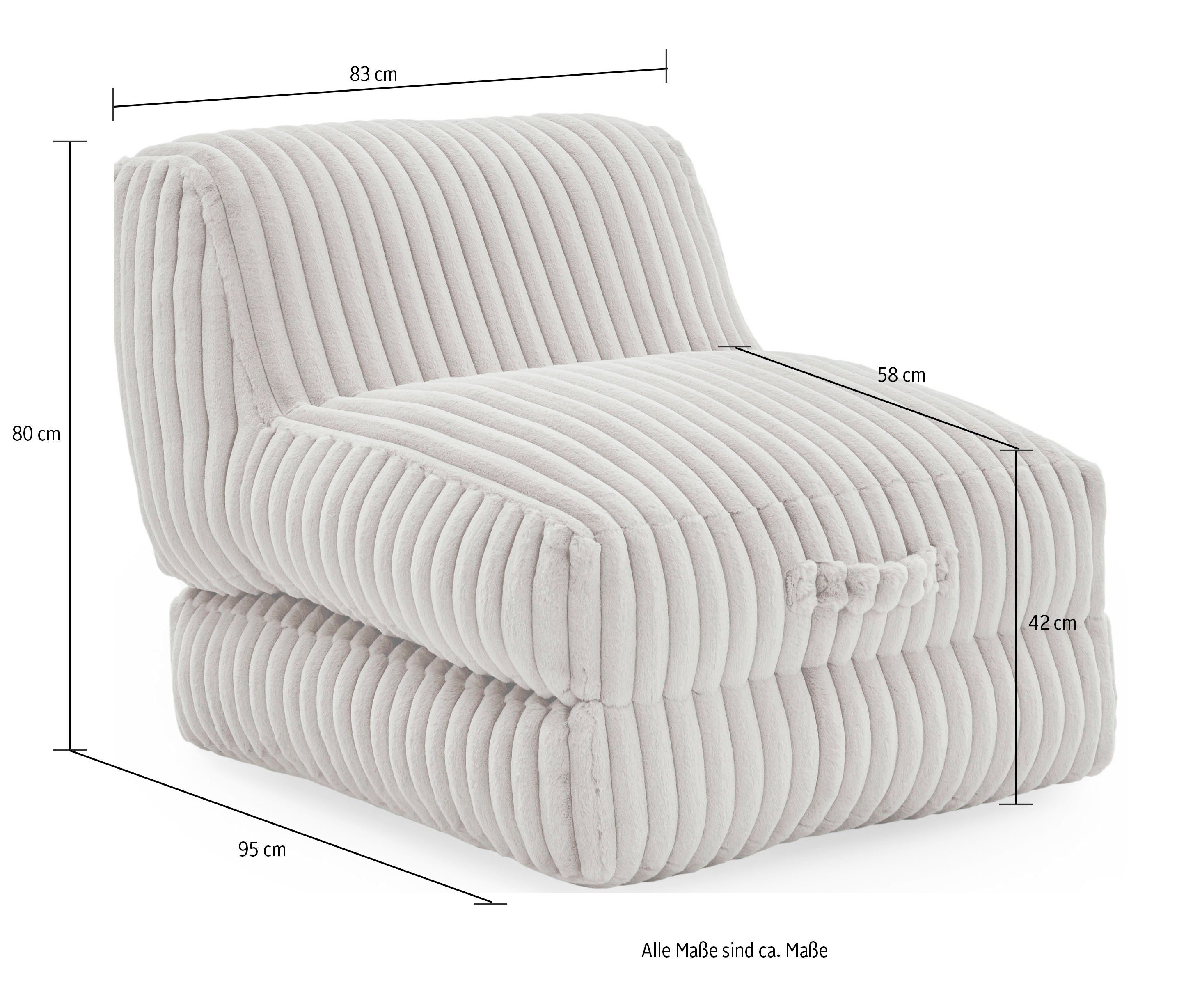 INOSIGN XXL-fauteuil Pia Loungestoel in Megacord, 2 maten, slaapfunctie en poef/voetenbank functie