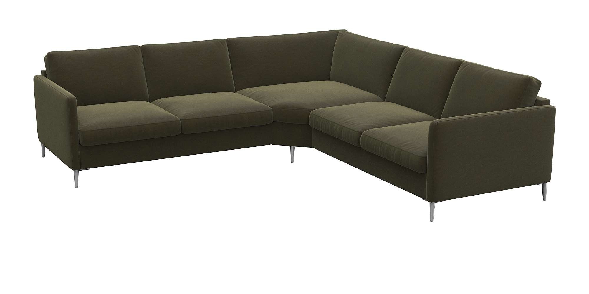FLEXLUX Hoekbank Fiore, gelijkbenig, comfortabel door hoogwaardige zitconstructie smalle armleuningen, super zitcomfort door koudschuim, voeten van aluminium
