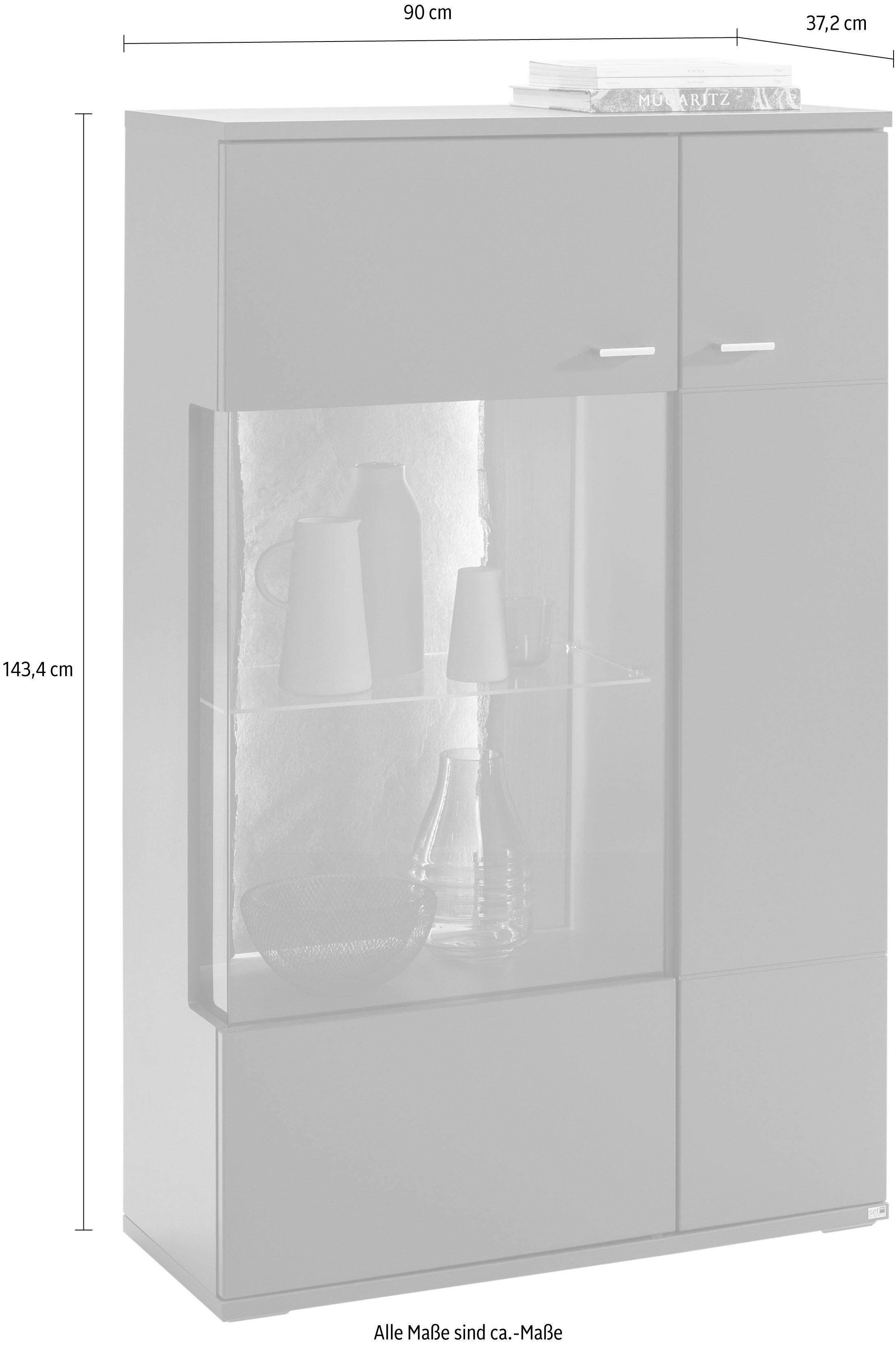 set one by Musterring Vitrinekast Tacoma Type 03/04, hoogte 143,4 cm, met getinte glasdeur
