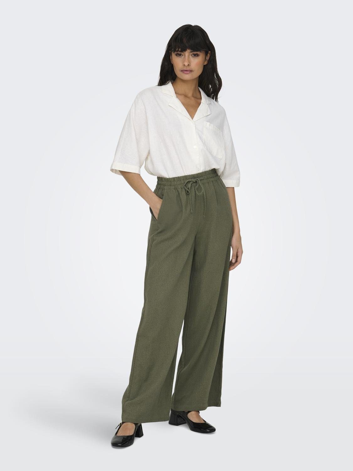 JDY Linnen broek JDYSAY LINEN HW WIDE PANT WVN NOOS
