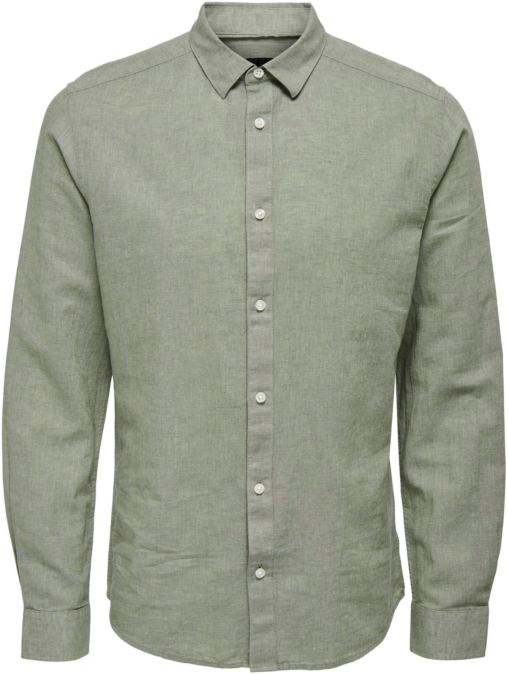 ONLY & SONS Overhemd met lange mouwen ONSCAIDEN LS SOLID LINEN SHIRT NOOS