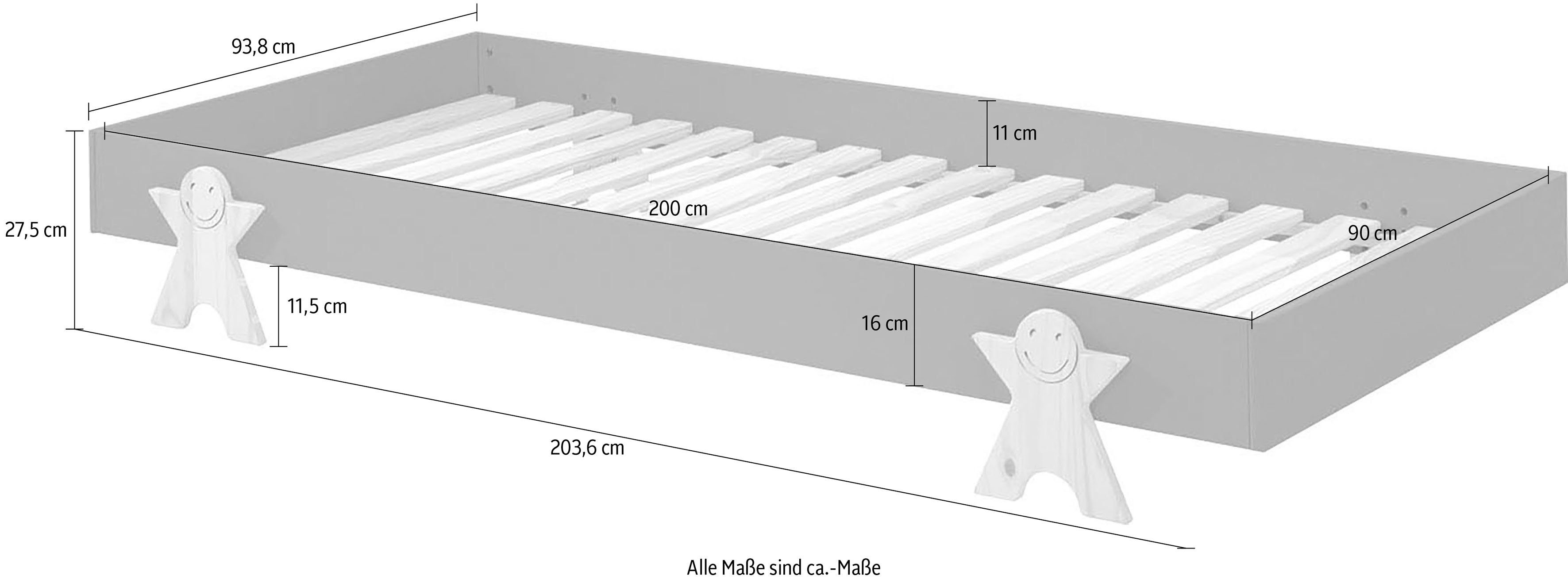 Vipack Kinderledikant Modulo, stapelbaar eenpersoonsbed, incl. lattenbodem, 2 kleuren Ligoppervlak 90/200 cm, afzonderlijk of als 2-delige set verkrijgbaar