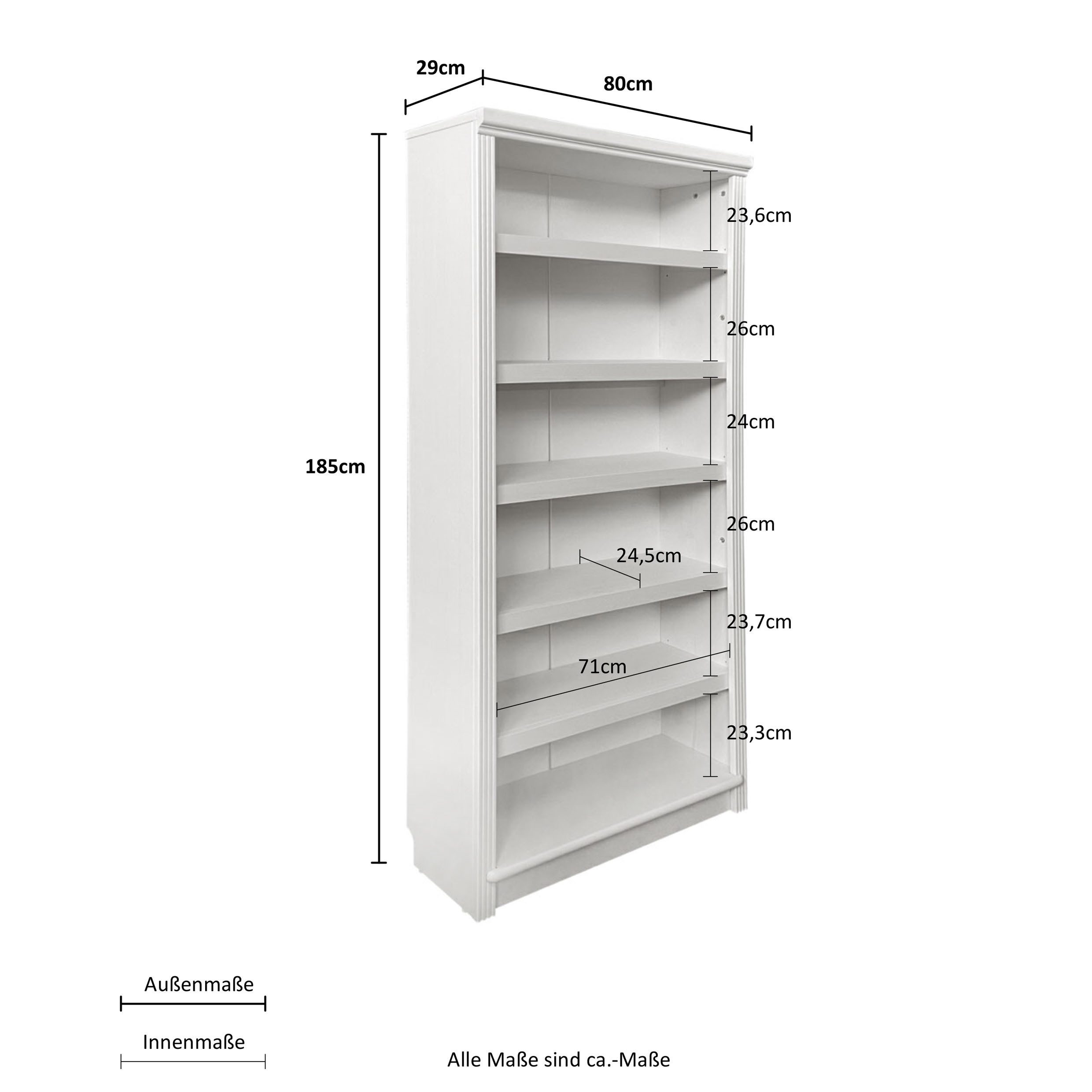 Home affaire Staand rek Soeren tussenschotjes van massief grenen, afm.: (bxdxh): 80x29x185 cm, met 5 planken