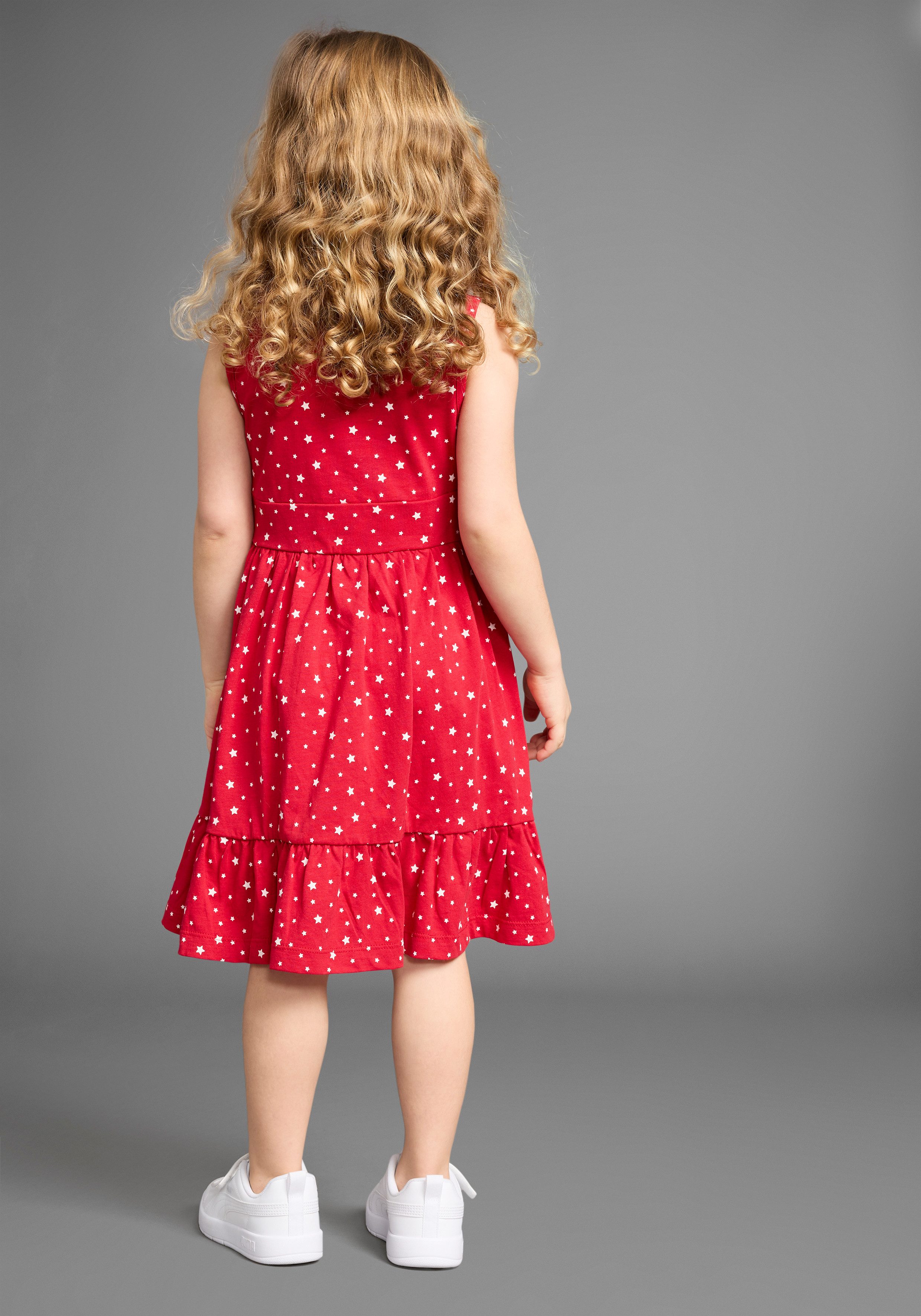 KIDSWORLD Jerseyjurk 2-delig shirtjurk + haarband in schattig sterren-allover feestelijke gelegenheden, knie-lange, speelse stijl, van katoen (set, 2-delig)