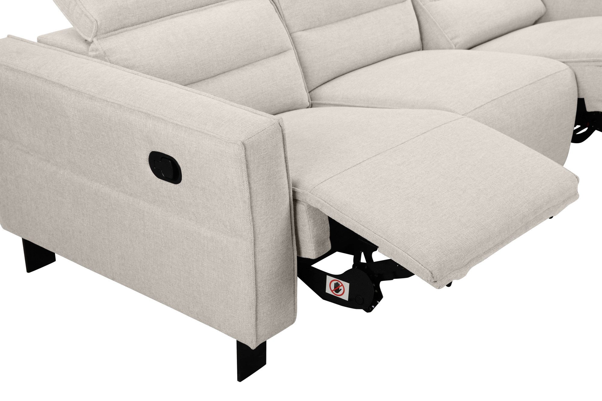 Places of Style 3-zitsbank Carpari, 224 cm, handmatige of elektrische relaxfunctie in 2 zitplaatsen