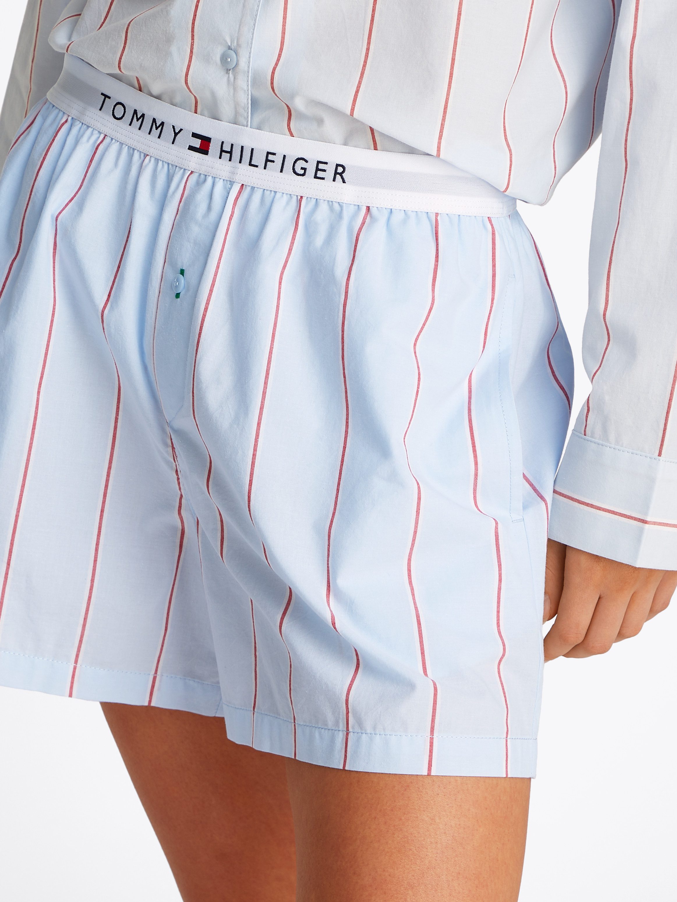 Tommy Hilfiger Underwear Short POPLIN SHORT met streepjespatroon, logo-bund