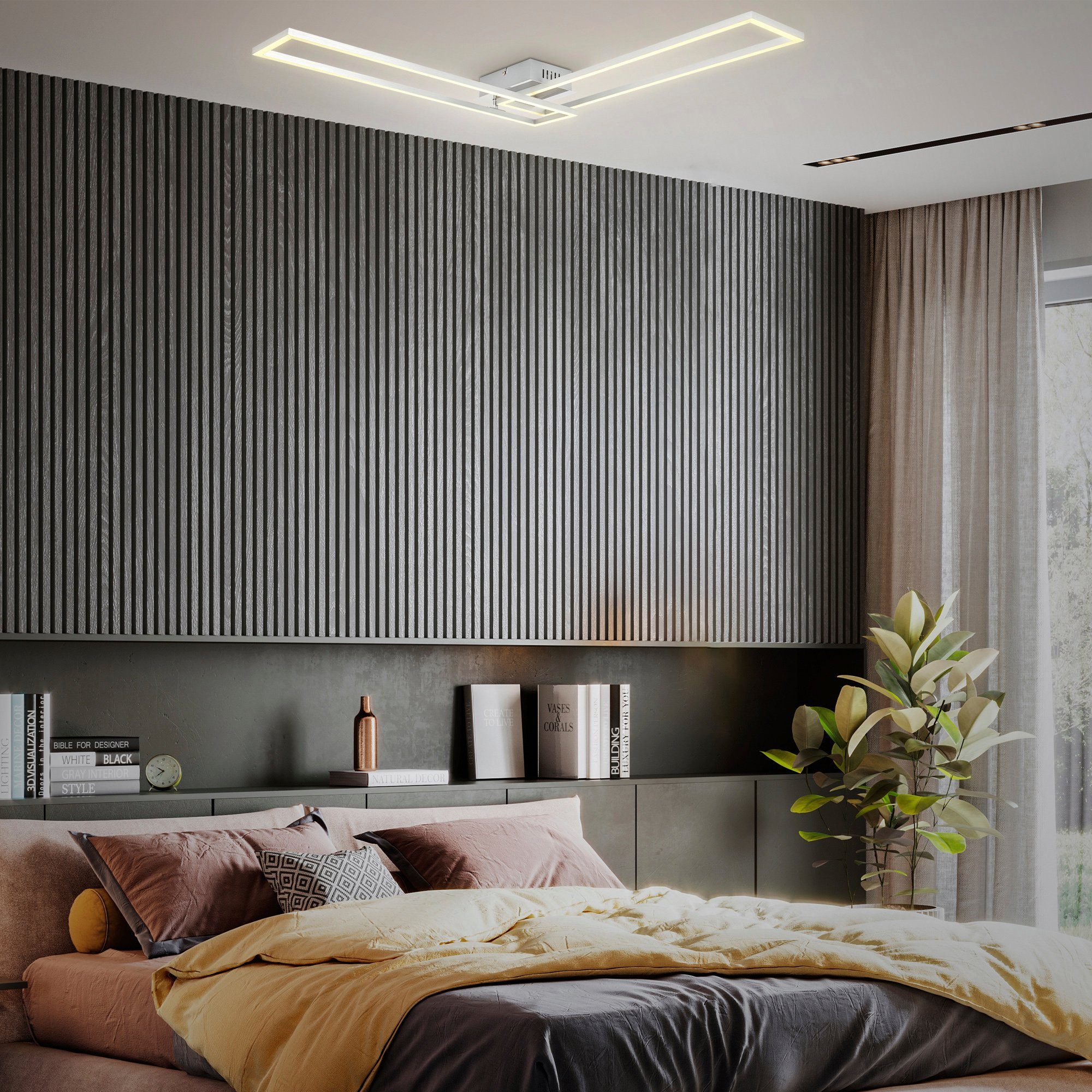 B.K.Licht Led-plafondlamp BK_FR1502 Frame LED plafondlamp, 2-lichts, zwenkbaar, chroom-aluminium (1 stuk)