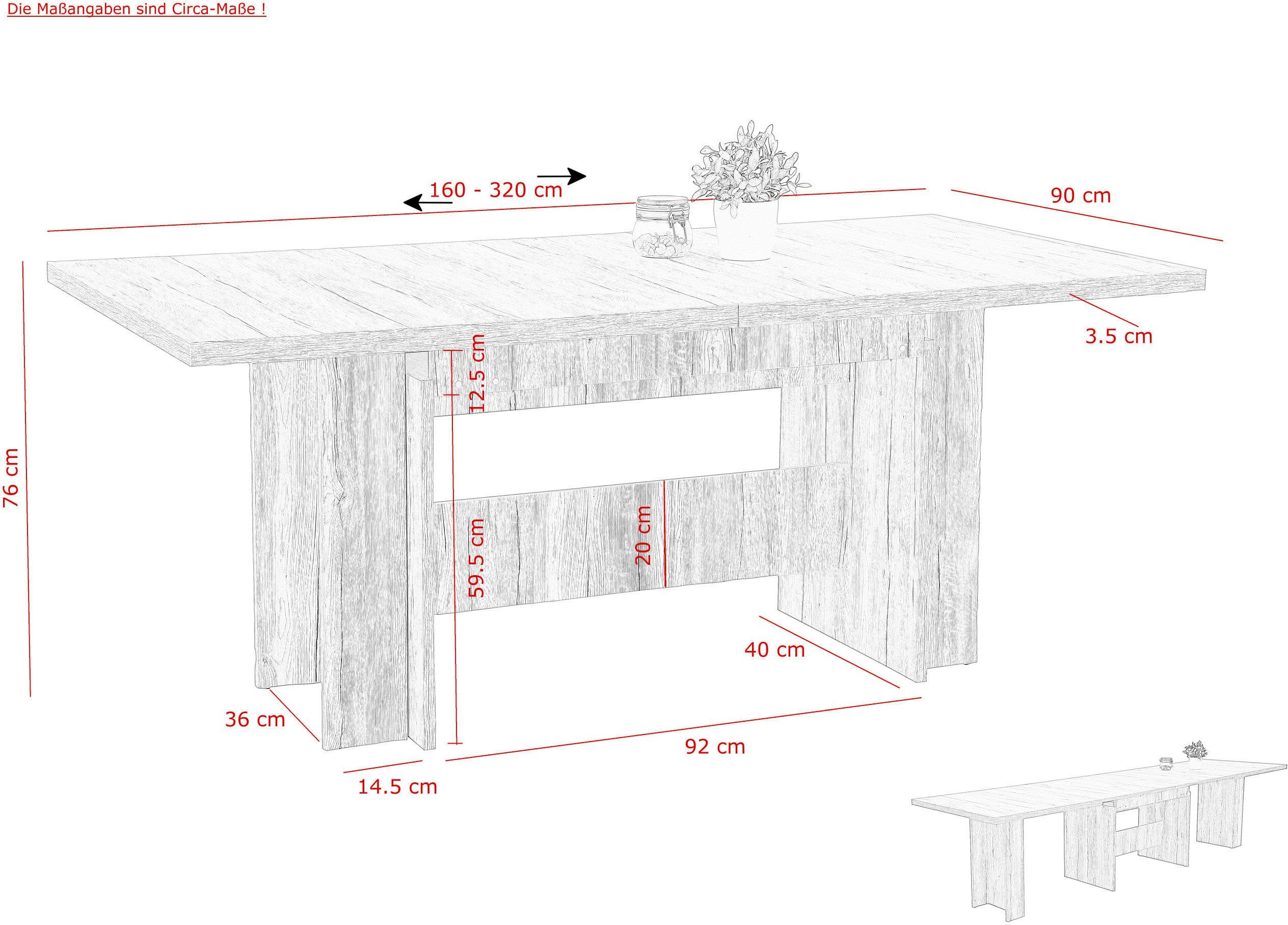 HELA Coulissen-eettafel LIA II tot 320 cm uittrekbaar