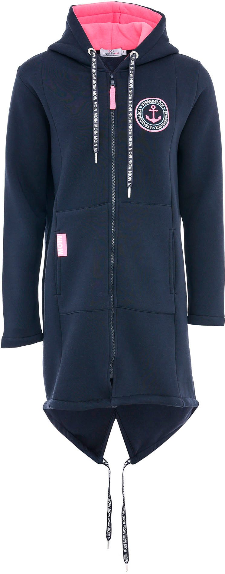 Zwillingsherz Jersey jas Met capuchon, zakken, voor- en achterprint kust zee moin