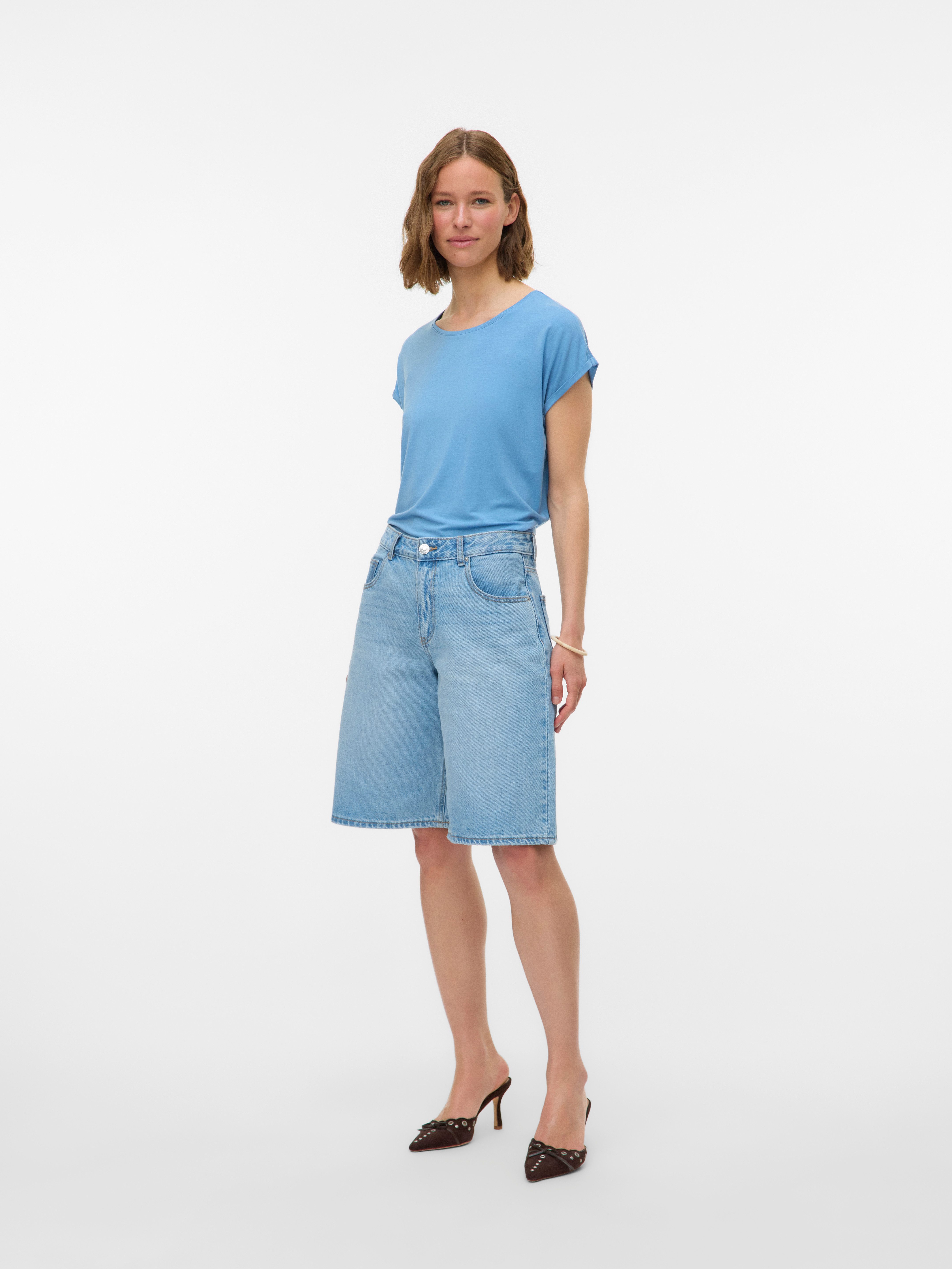 Vero Moda Shirt met ronde hals VMAVA PLAIN SS TOP GAJRS NOOS