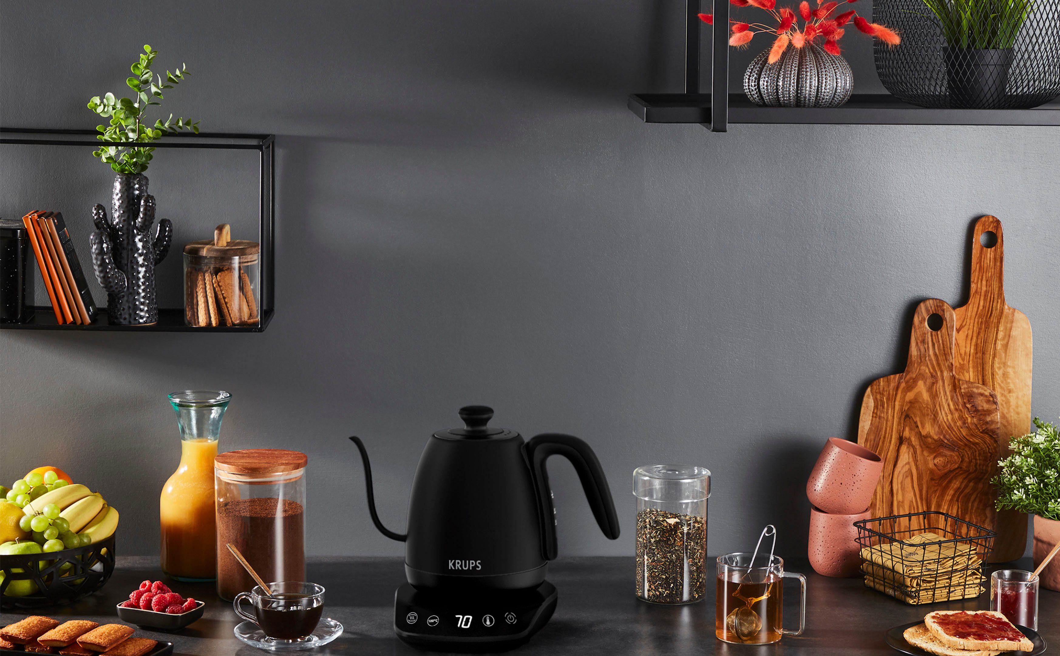 Krups Waterkoker BW9238 coffee control Gooseneck, 1 l, Zwanenhals-uitloop, 1 L, digitale weergave, 8 instellingen