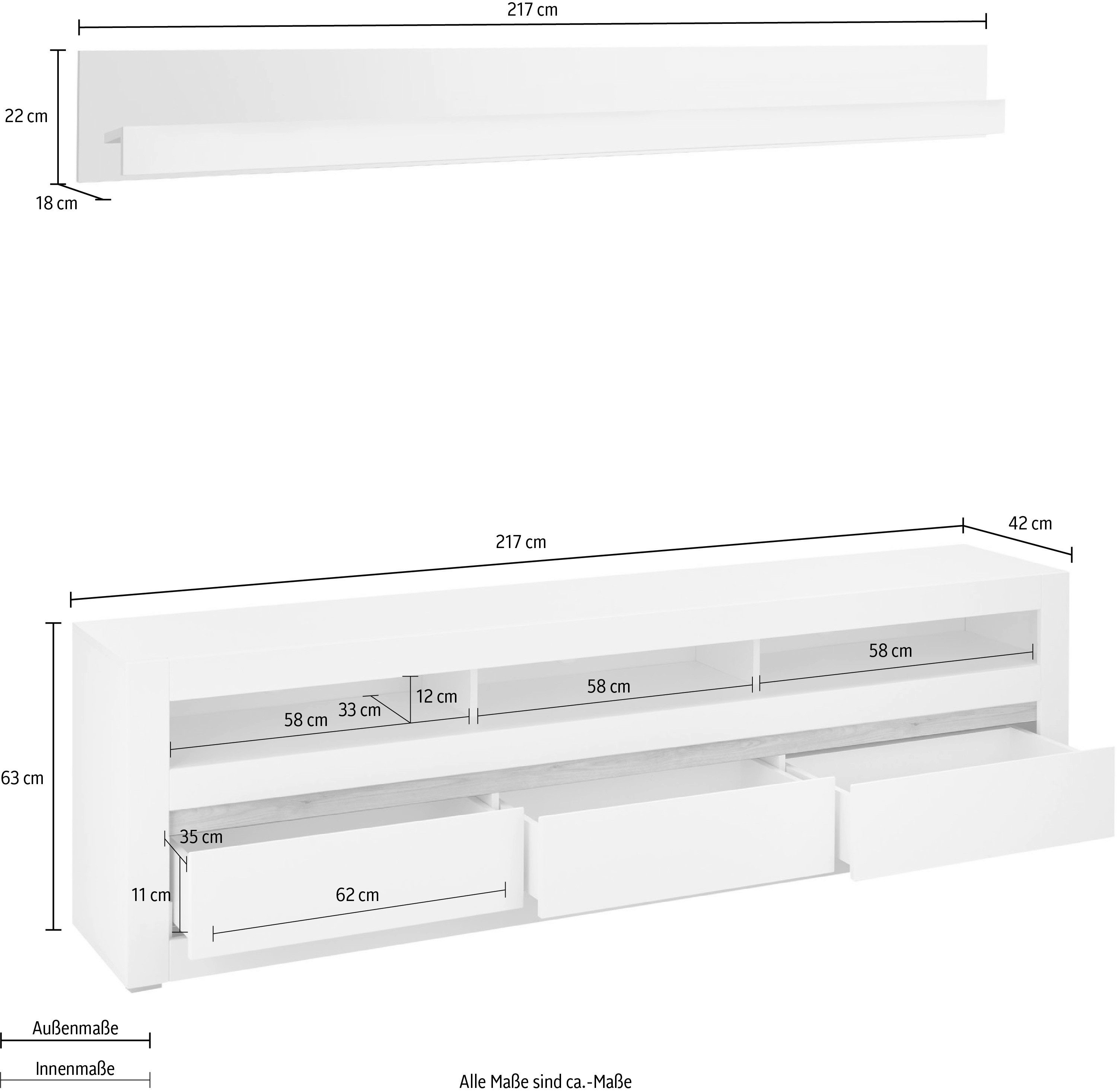 INOSIGN Wandmeubel in Mat Wit, Woonkamer-set met verwisselbare front (set, 2-delig)