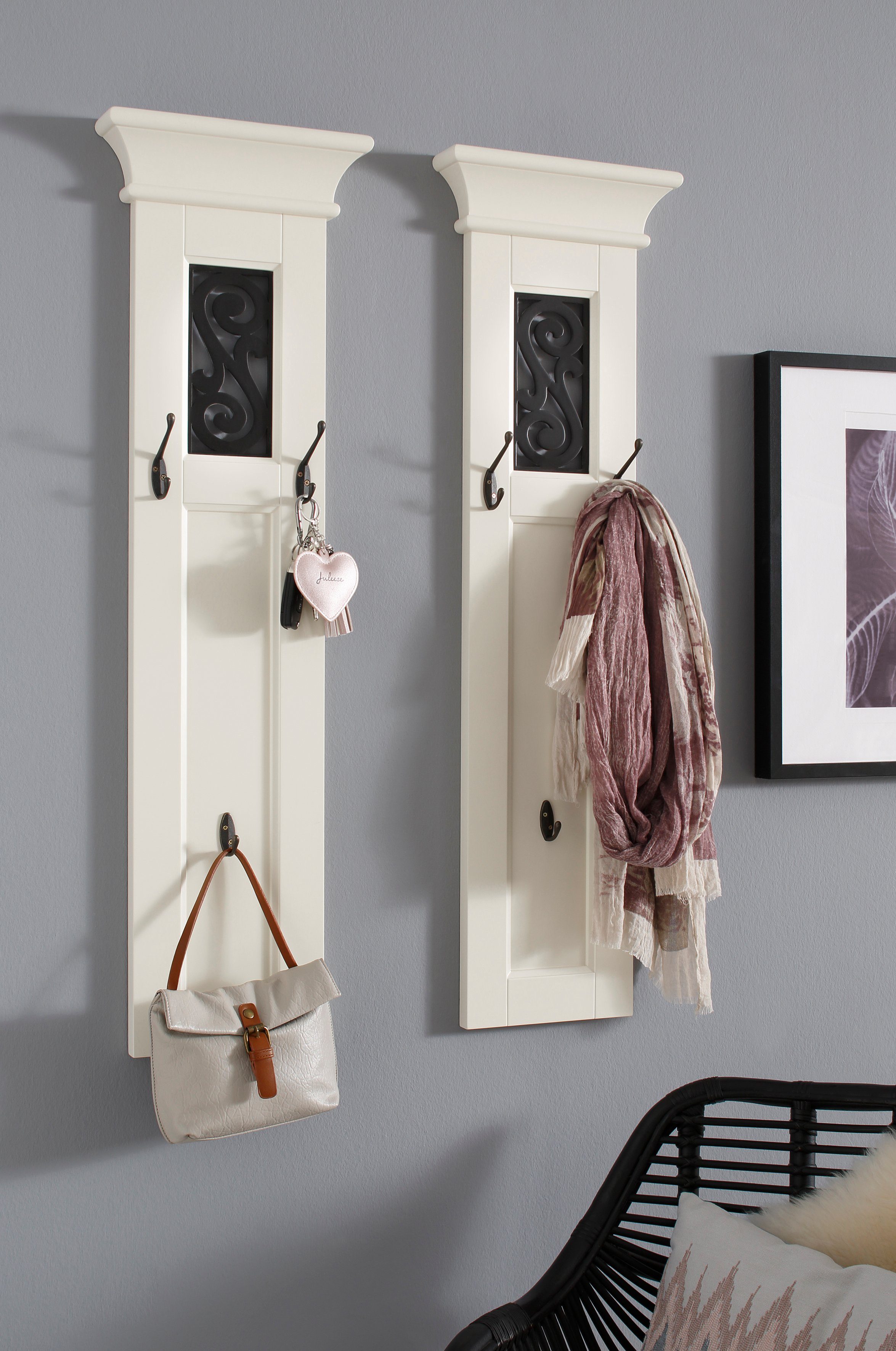 Home affaire Kapstokpaneel Arabeske met prachtige zwarte ornamenten, breedte 30 cm (2 stuks)