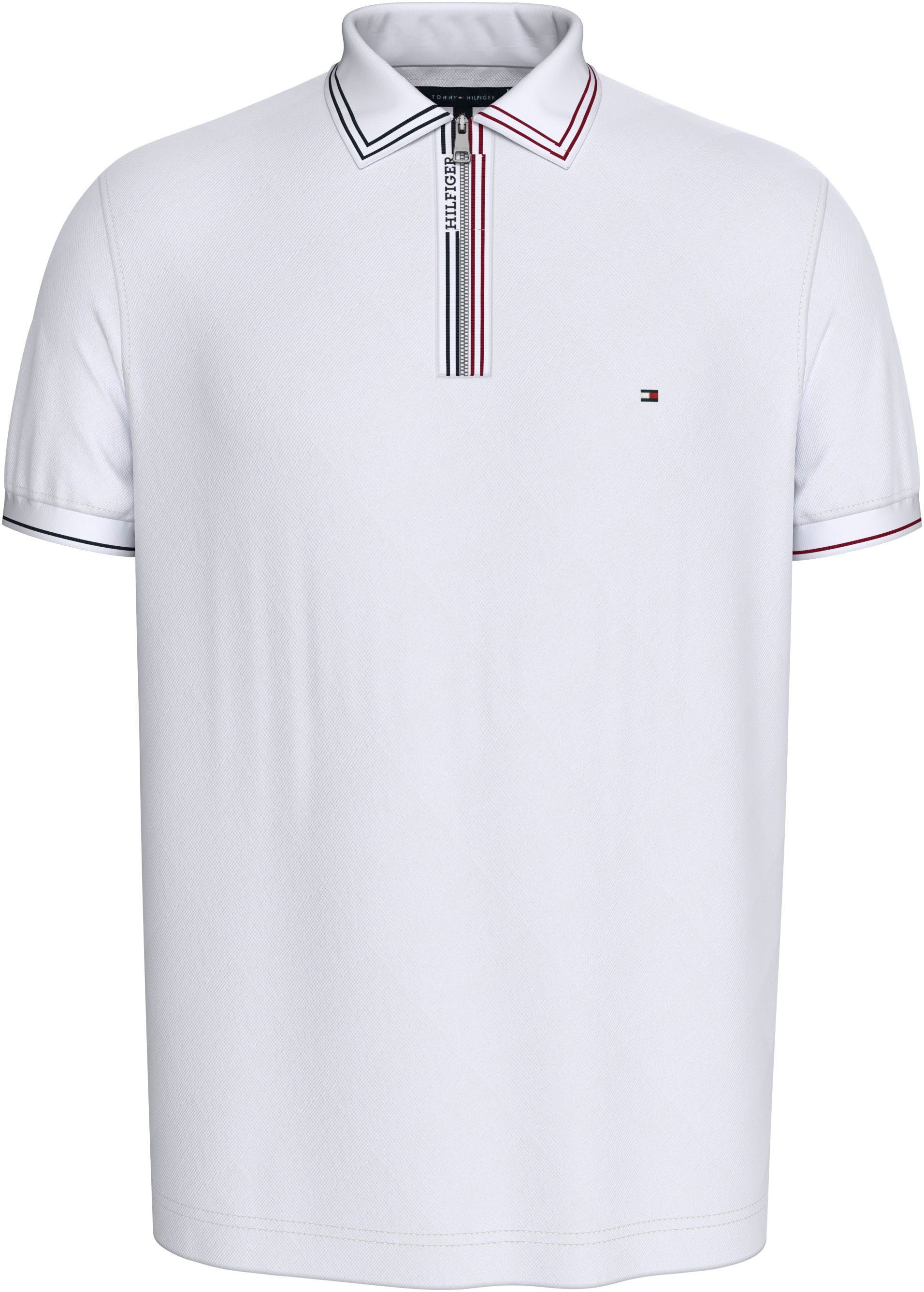 Tommy Hilfiger Poloshirt RWB ZIP PLACKET TIPPING REG POLO met contrasterende strepen aan de kraag