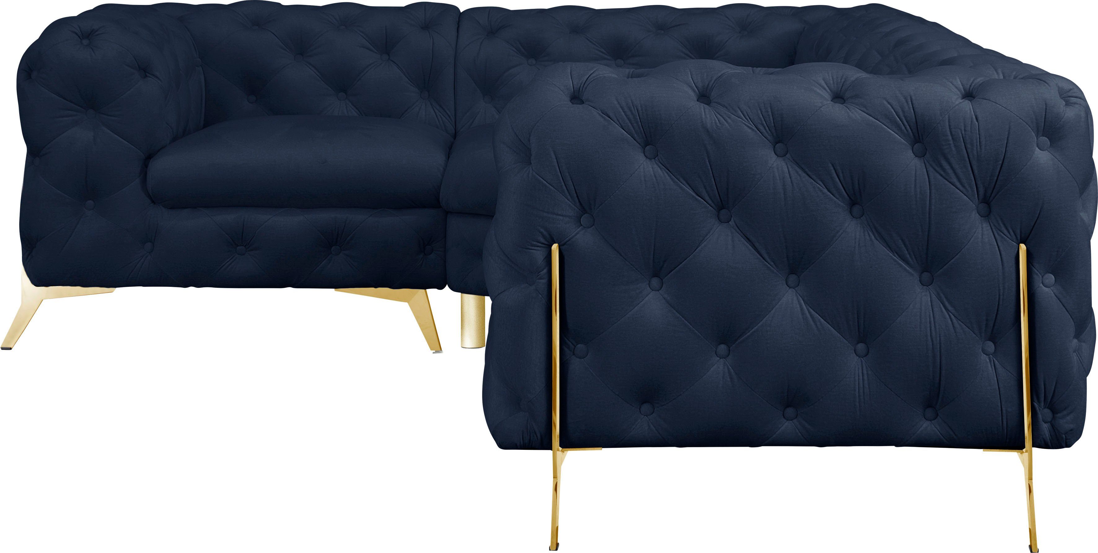 Leonique Chesterfield-bank Amaury L-vorm moderne chersterfield-look, breedte 262 cm, kleur van de poten ter keuze