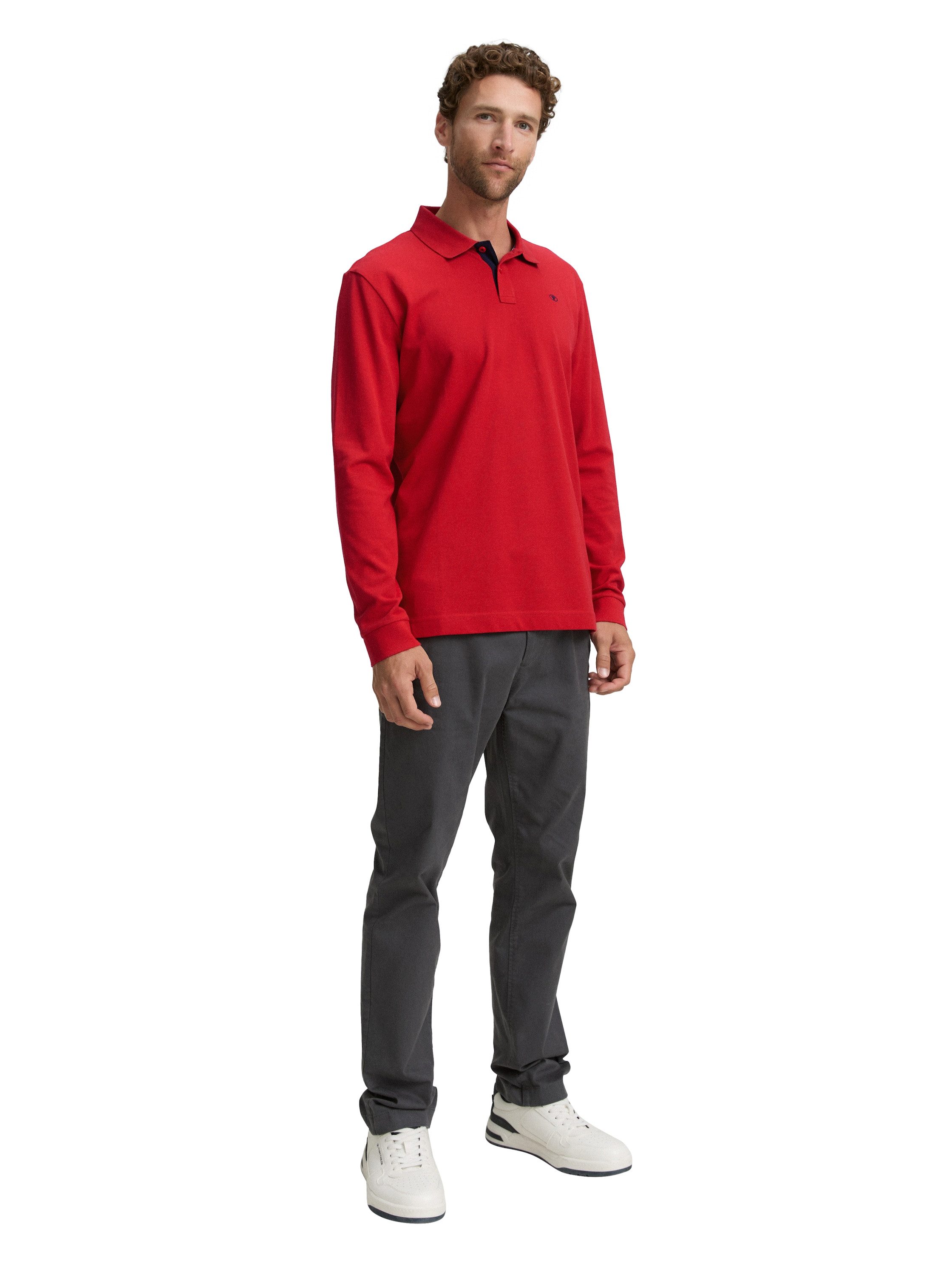 Tom Tailor Poloshirt met lange mouwen met logoborduursel