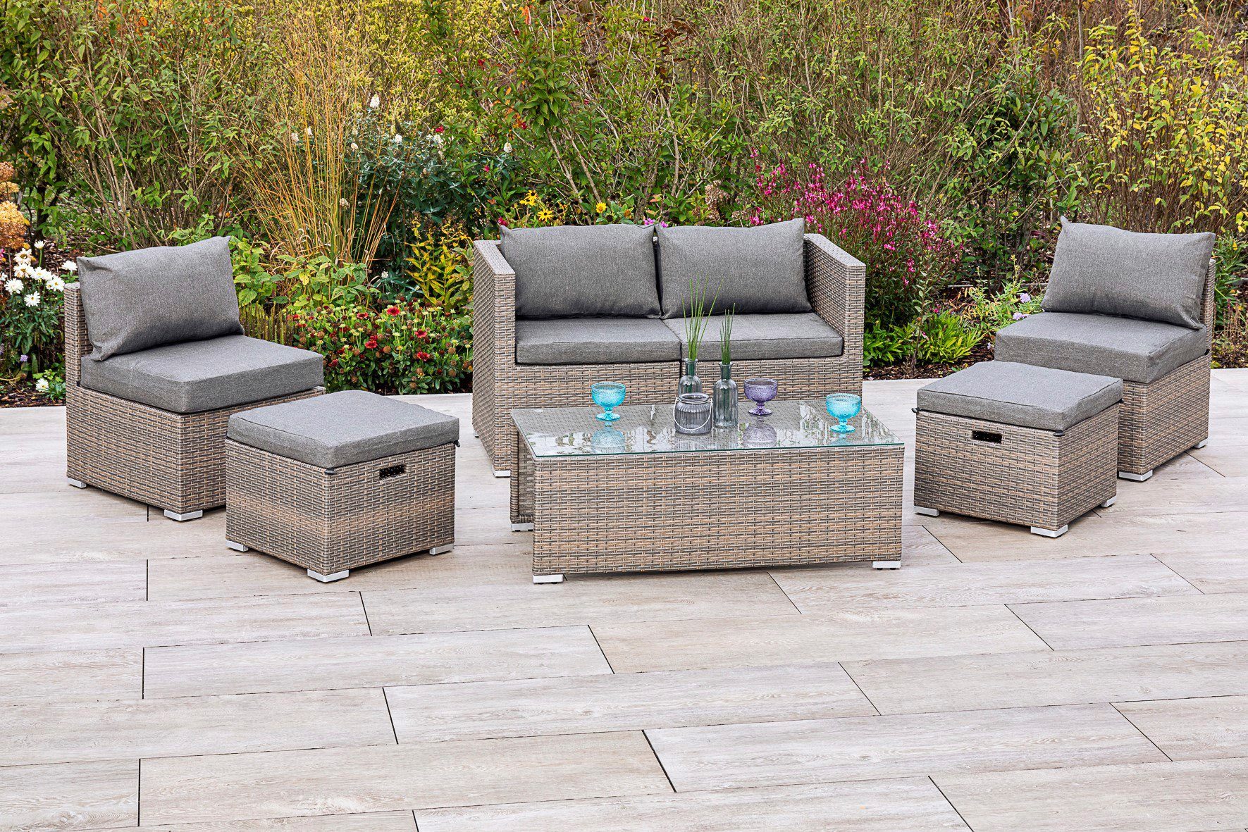 MERXX Tuinset Agira Multifunctionele lounge (6-delig) tuinsets beige