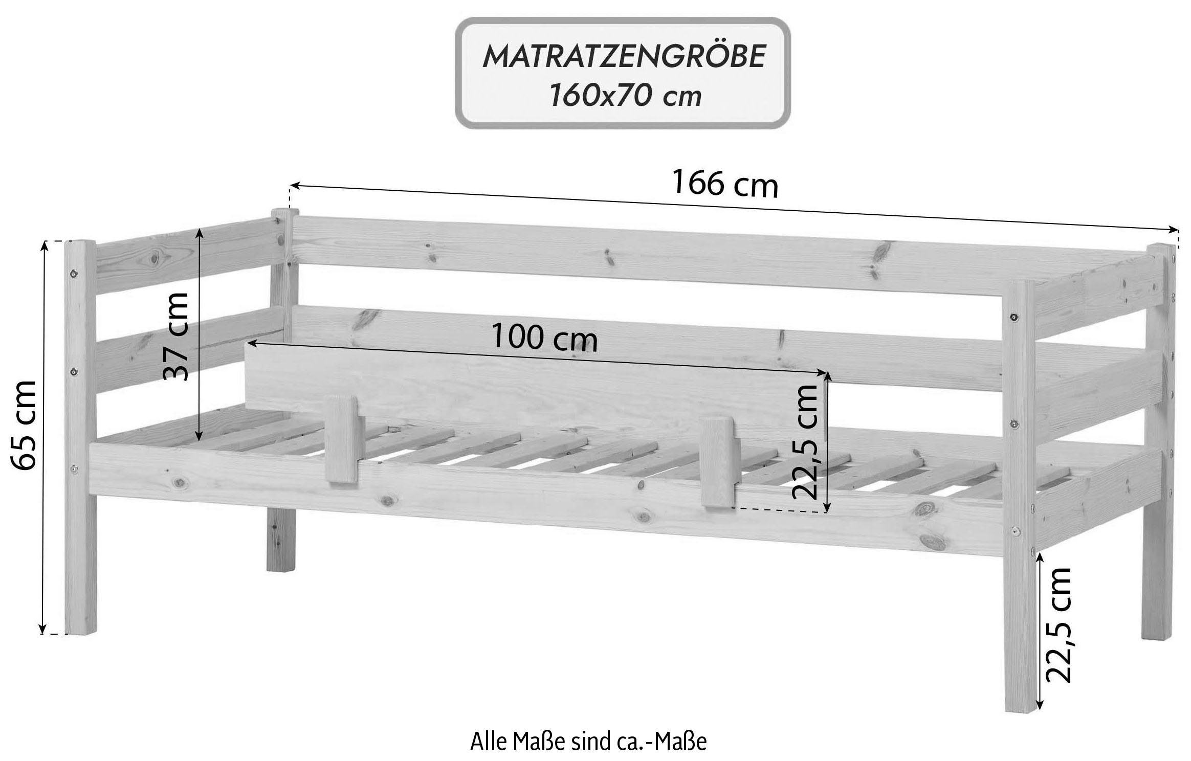 Hoppekids 1-persoonsledikant ECO Comfort kinderbed, massief grenenhout, tienerbed inclusief lattenbodem (set)