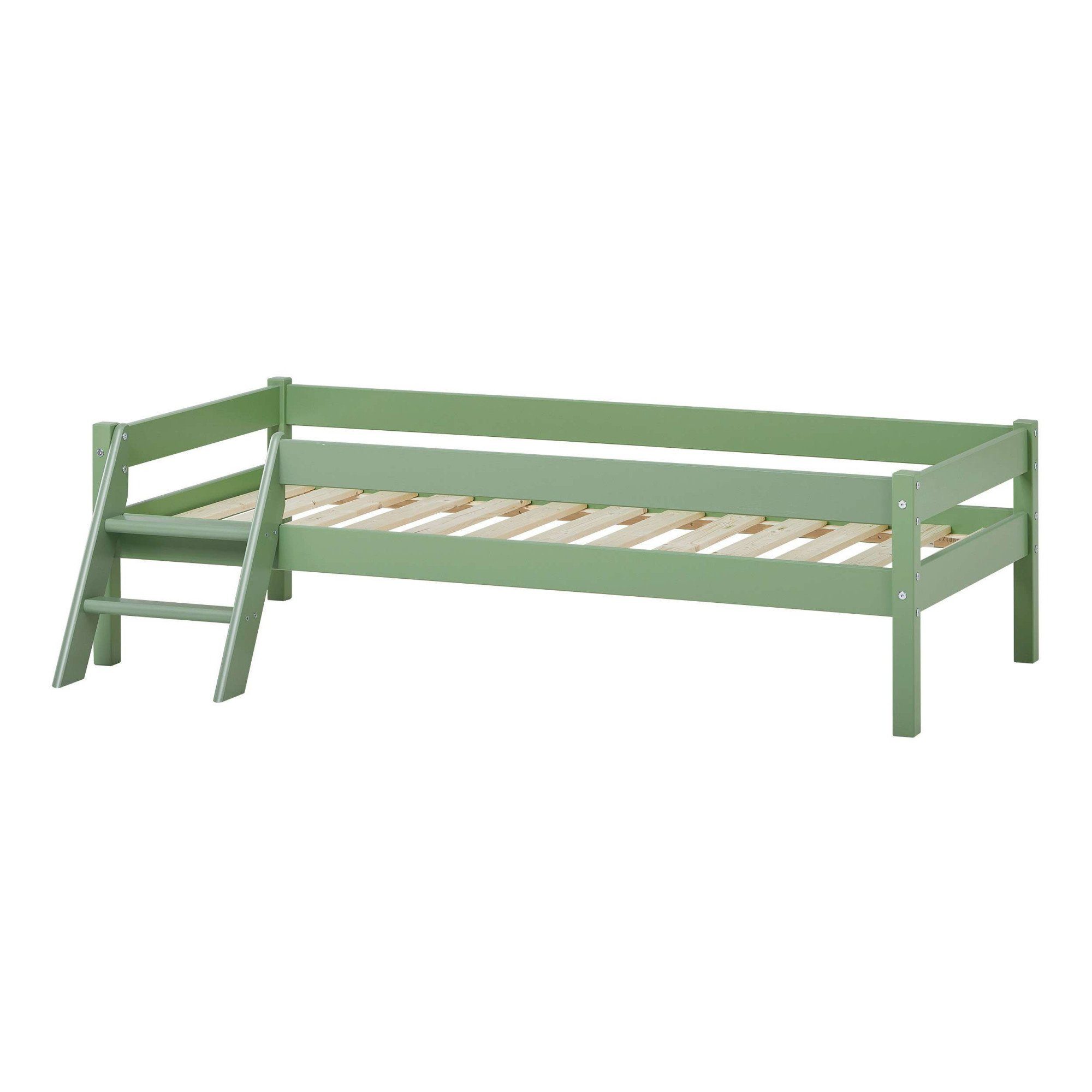 Lüttenhütt Kinderbed ECO One Kinderbed met valbeveiliging en ladder, keuze uit 3 kleuren en matrassen