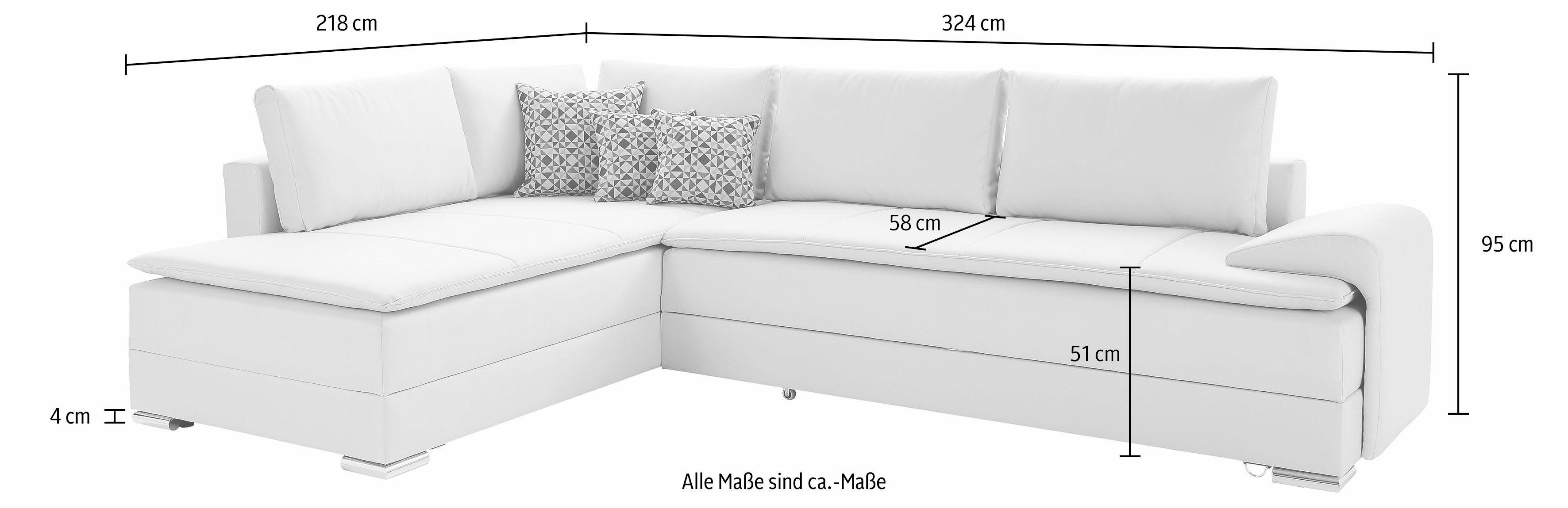 INOSIGN Hoekbank Boxspringbed Night & Day L-vorm met permanente slaapfunctie met armleuning