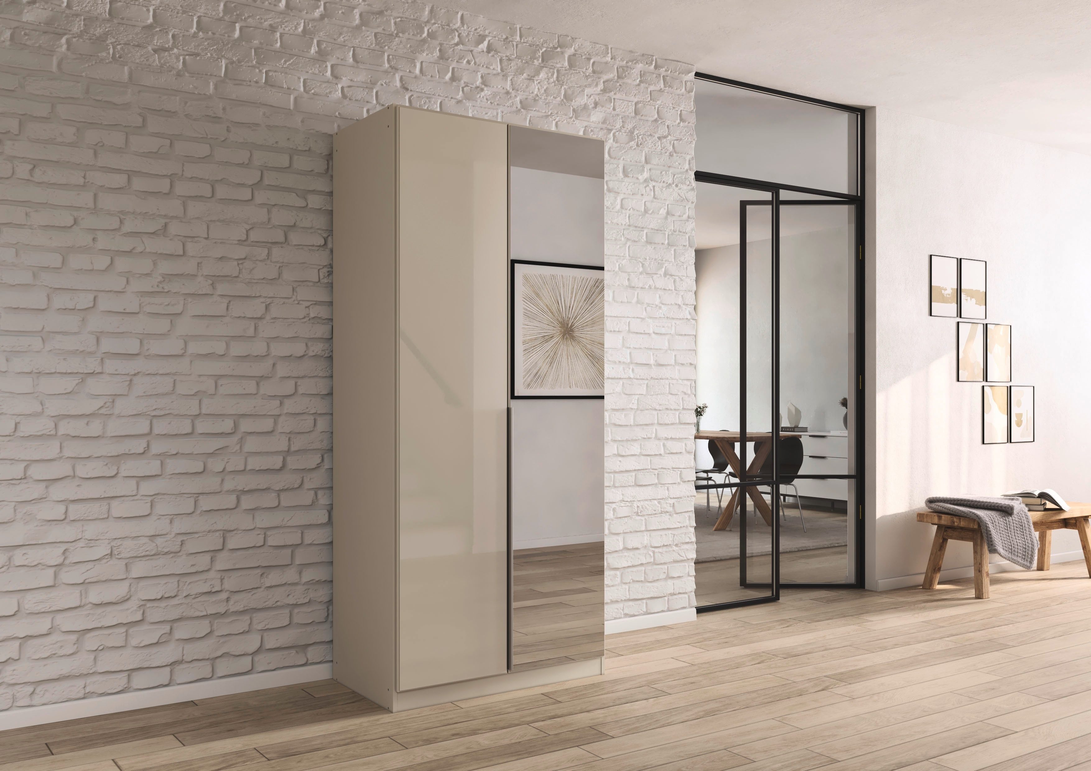 rauch Draaideurkast Kledingkasten kast garderobe AGORDO met glazen front doordachte binnenuitrusting, in 6 breedtes en 2 hoogtes made in germany
