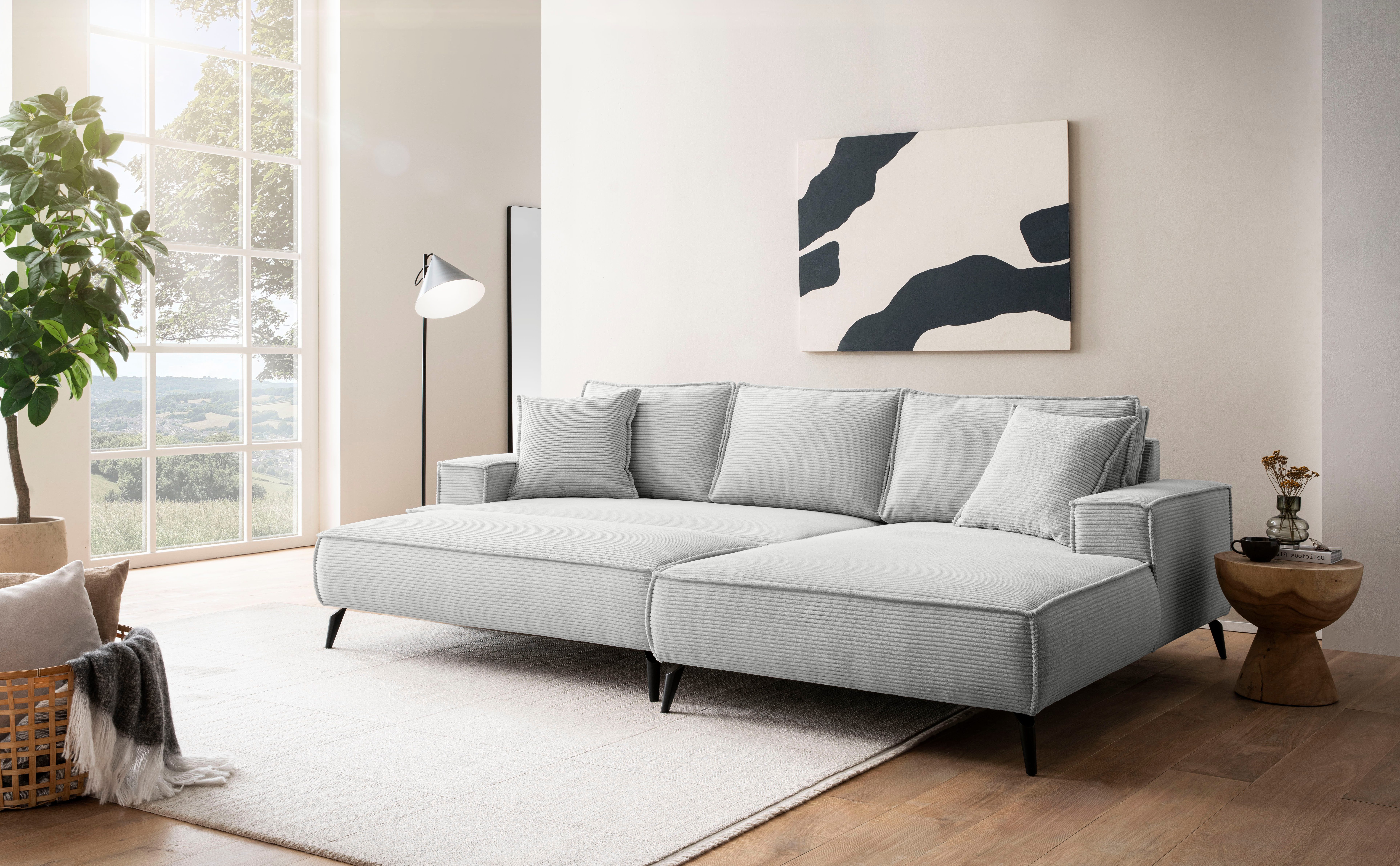 andas Zithoek TVINNU, Polsterecke L-Form, Schlaffunktion, met Hocker (set, 2-delig)